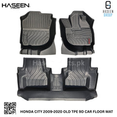 Haseen Honda City 9D TPE mats full set, high-wall design
