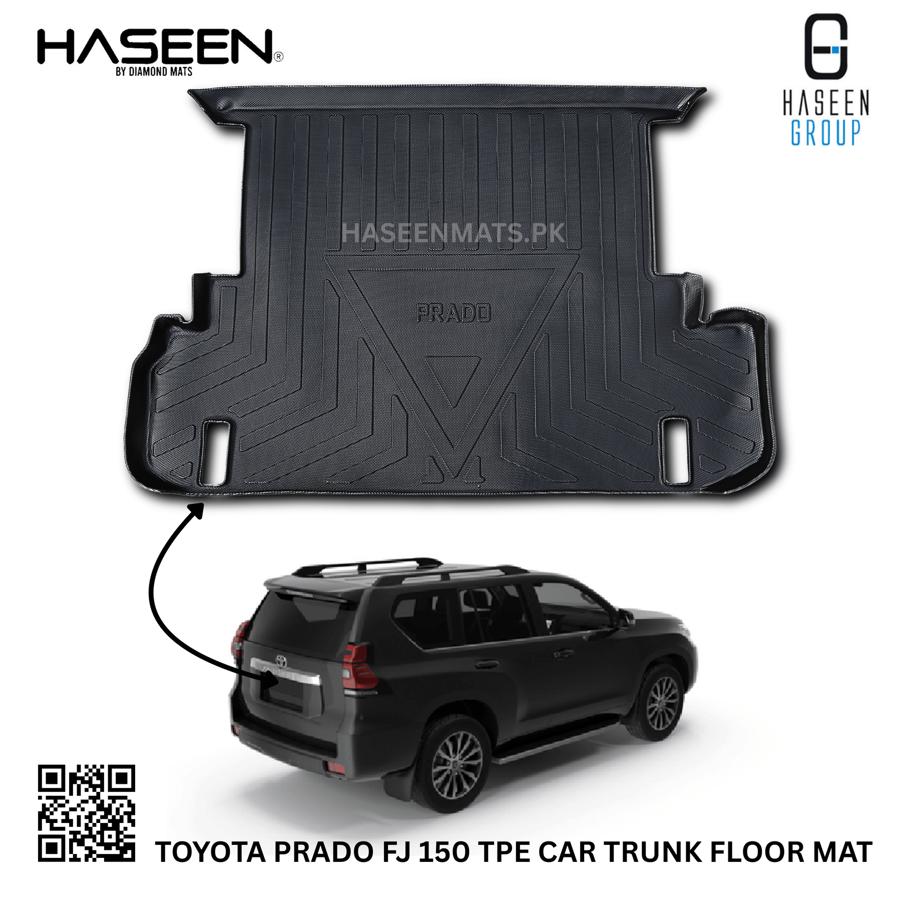 Haseen Toyota Prado FJ150 TPE trunk mat, diggi tray