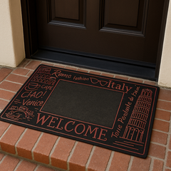 ROME FASHION WELCOME WITH CARPET INSIDE RUBBER DOOR MATS