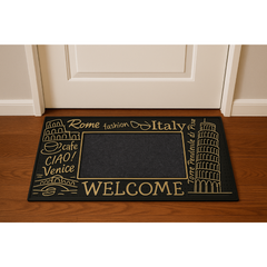 ROME FASHION WELCOME WITH CARPET INSIDE RUBBER DOOR MATS