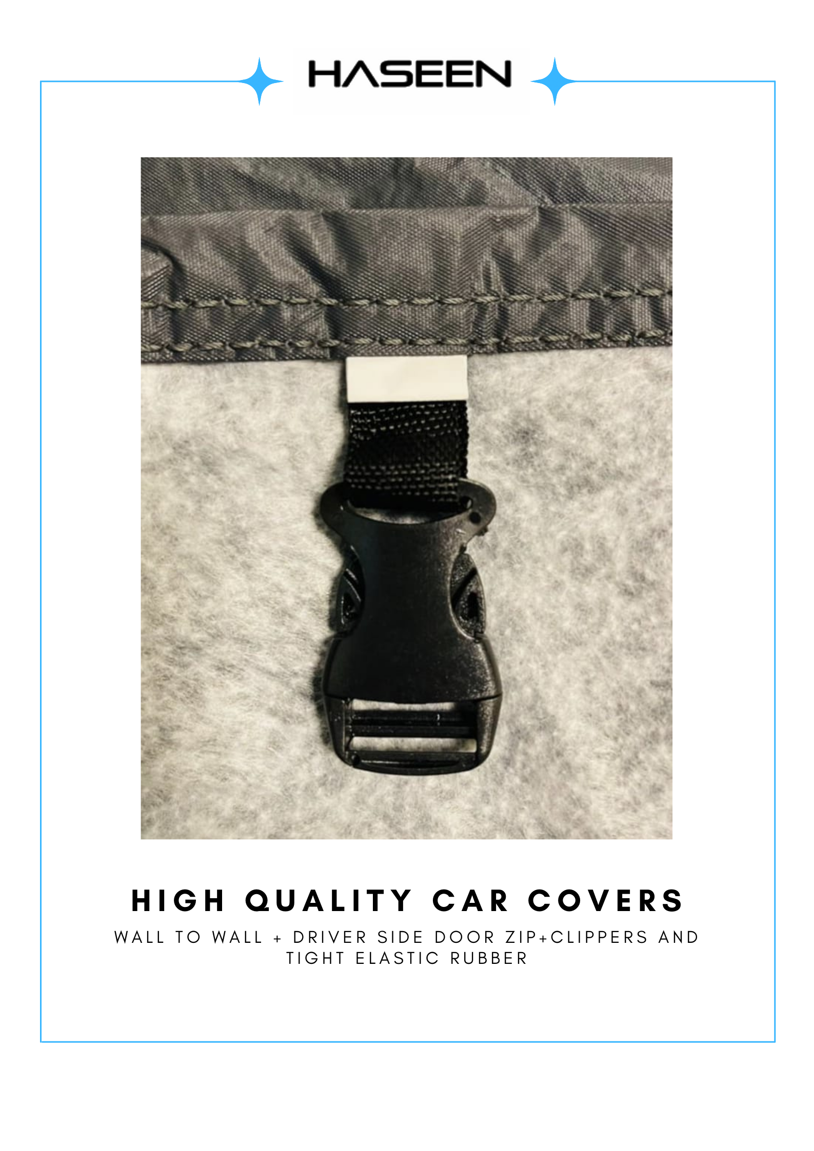 Haseen Spark Hyundai Santro car cover fitted, bumper-to-bumper