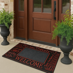 ROME FASHION WELCOME WITH CARPET INSIDE RUBBER DOOR MATS