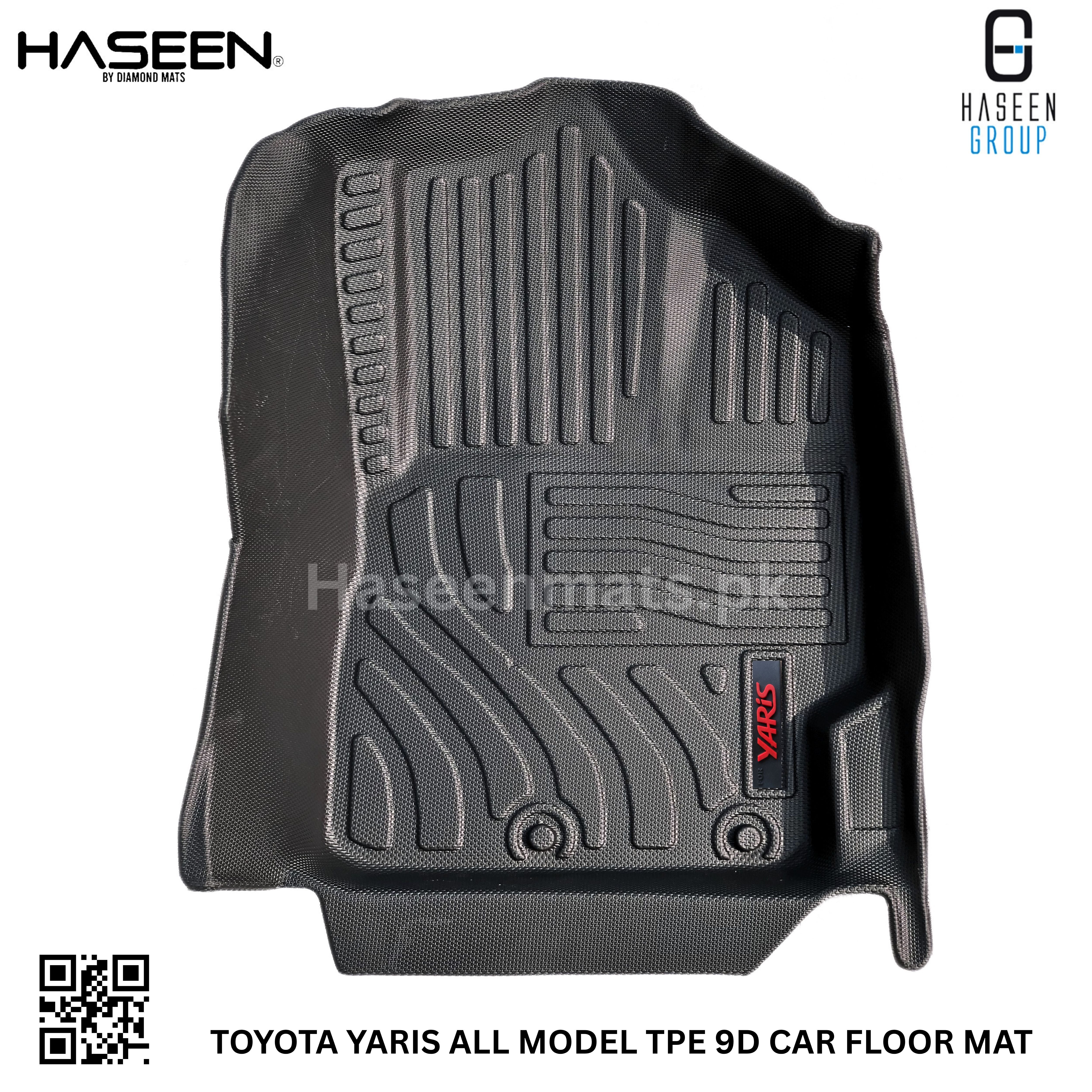 Haseen Toyota Yaris 9D TPE mat anti-skid nibs underside