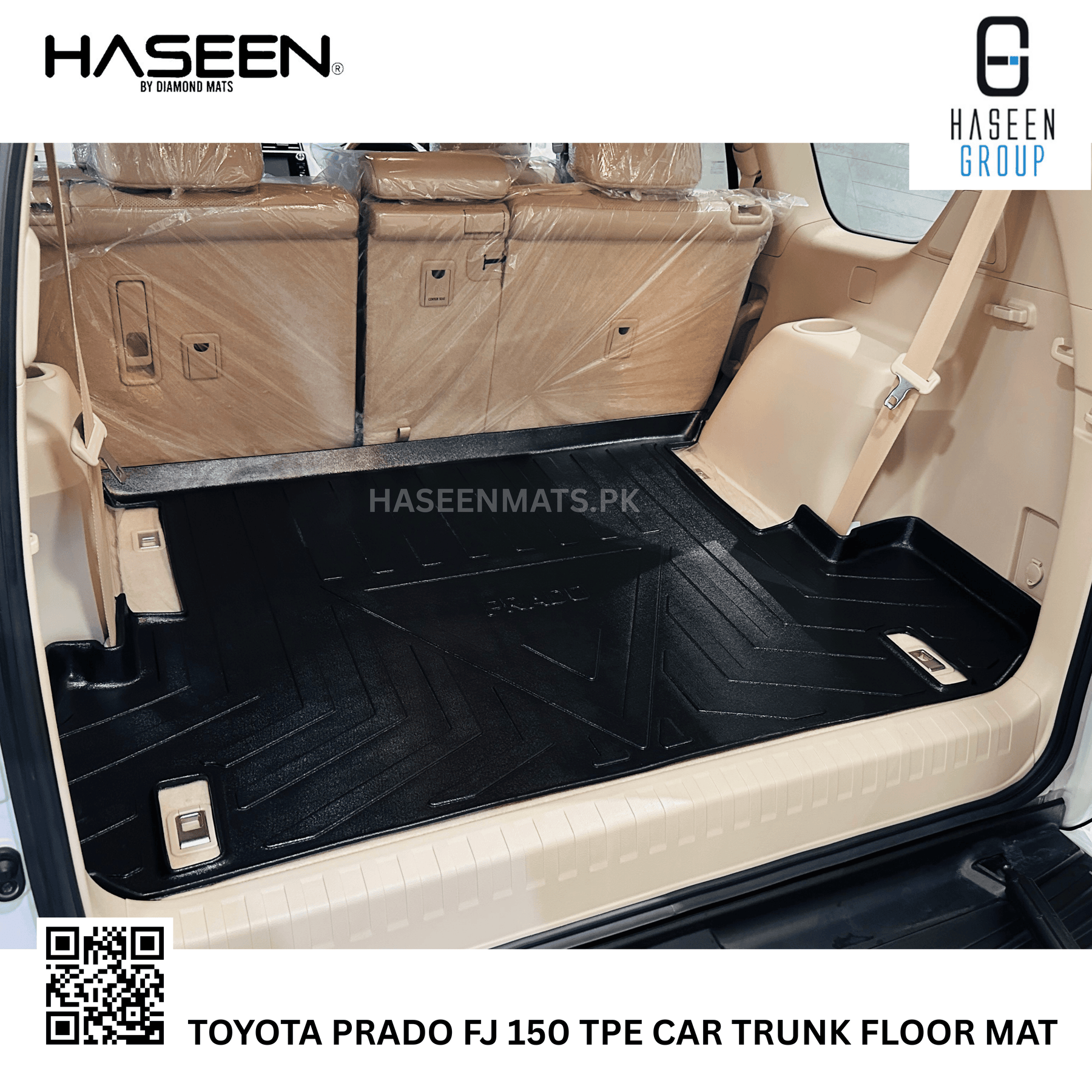 Haseen Toyota Prado FJ150 boot liner, custom-fit raised edges