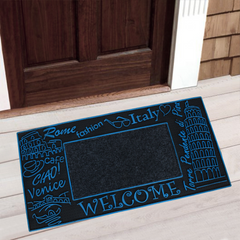 ROME FASHION WELCOME WITH CARPET INSIDE RUBBER DOOR MATS