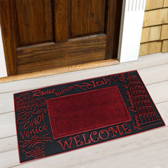 ROME FASHION WELCOME WITH CARPET INSIDE RUBBER DOOR MATS