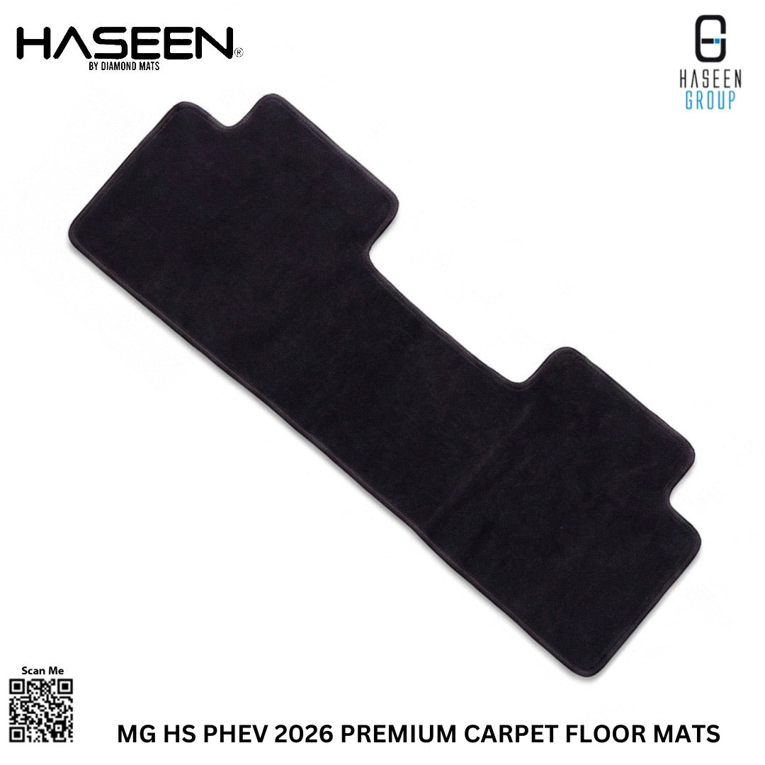 Haseen MG HS PHEV one-piece rear carpet floor mat, custom cut for Super Hybrid 2026 floor