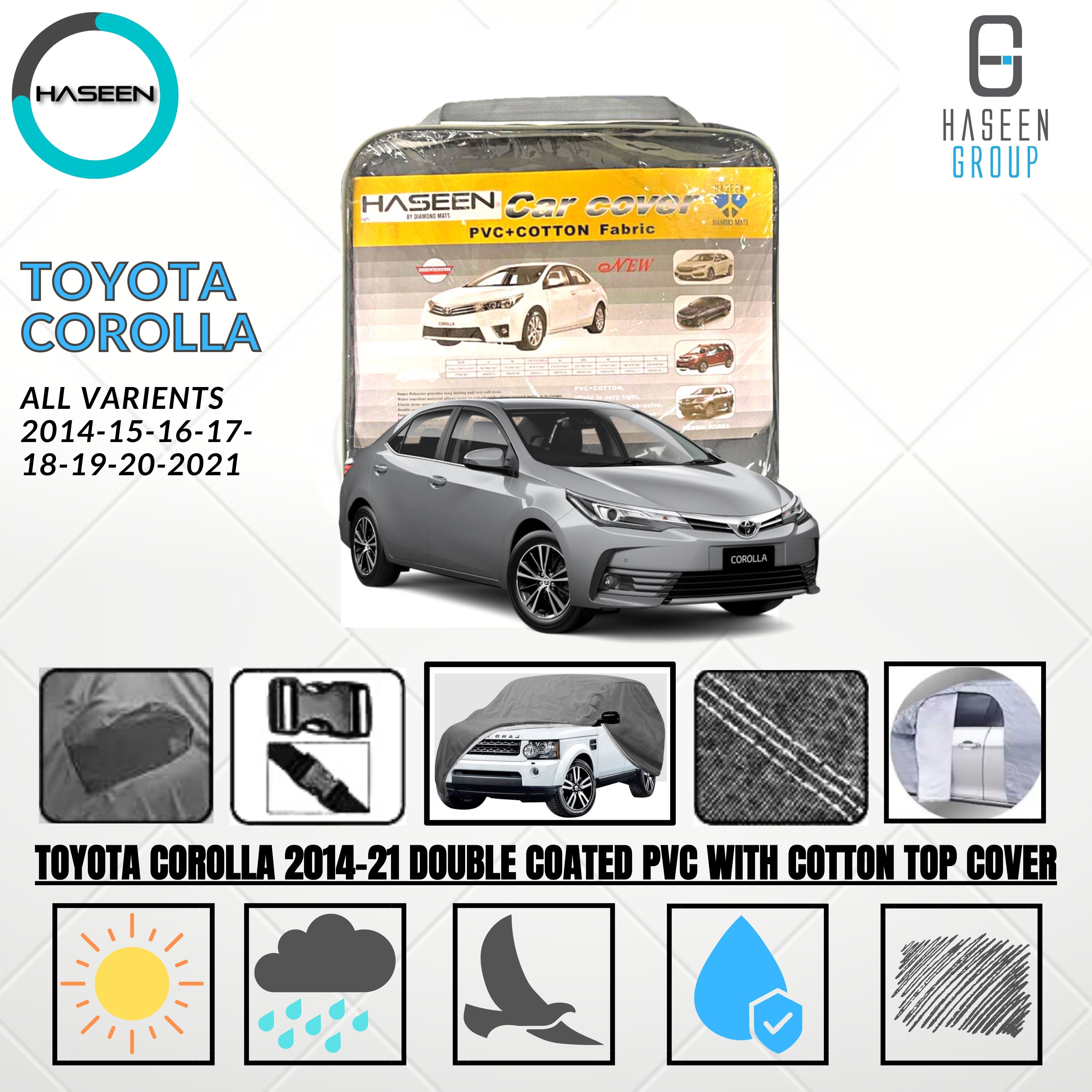 Haseen Spark Toyota Corolla GLi car top cover, grey PVC