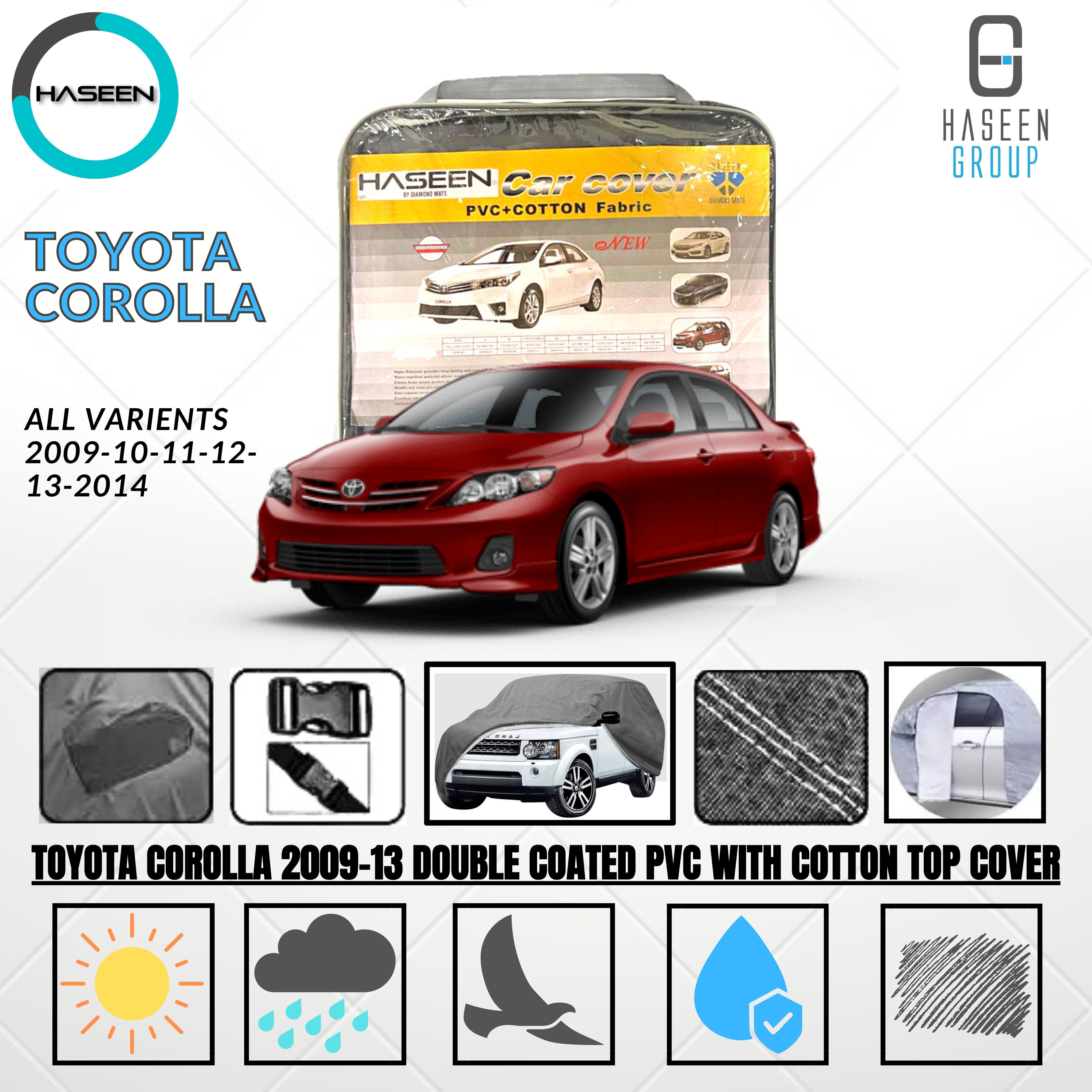 Haseen Spark Toyota Corolla 2009-2013 car top cover, grey PVC