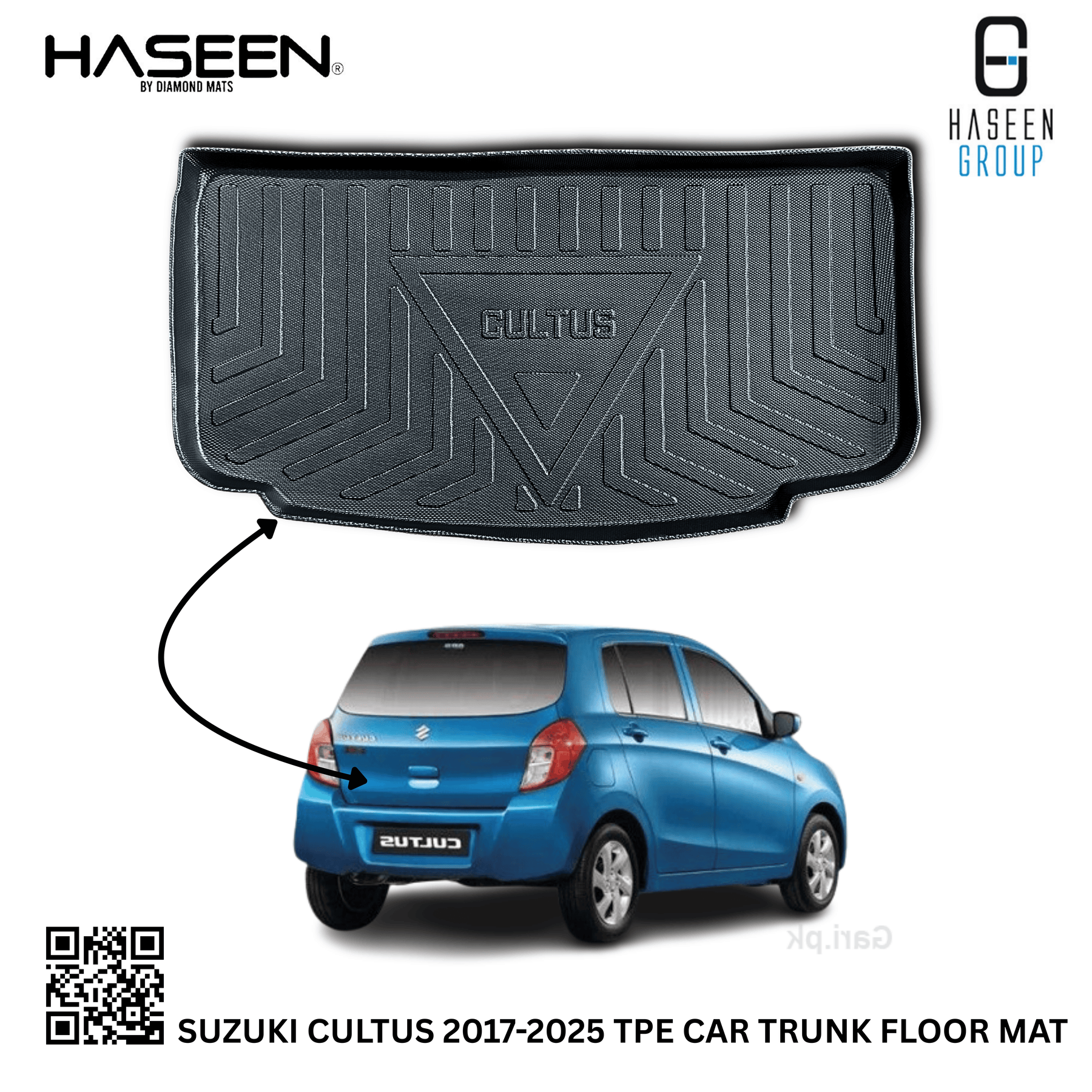 Haseen Suzuki Cultus 9D TPE trunk tray, diggi mat