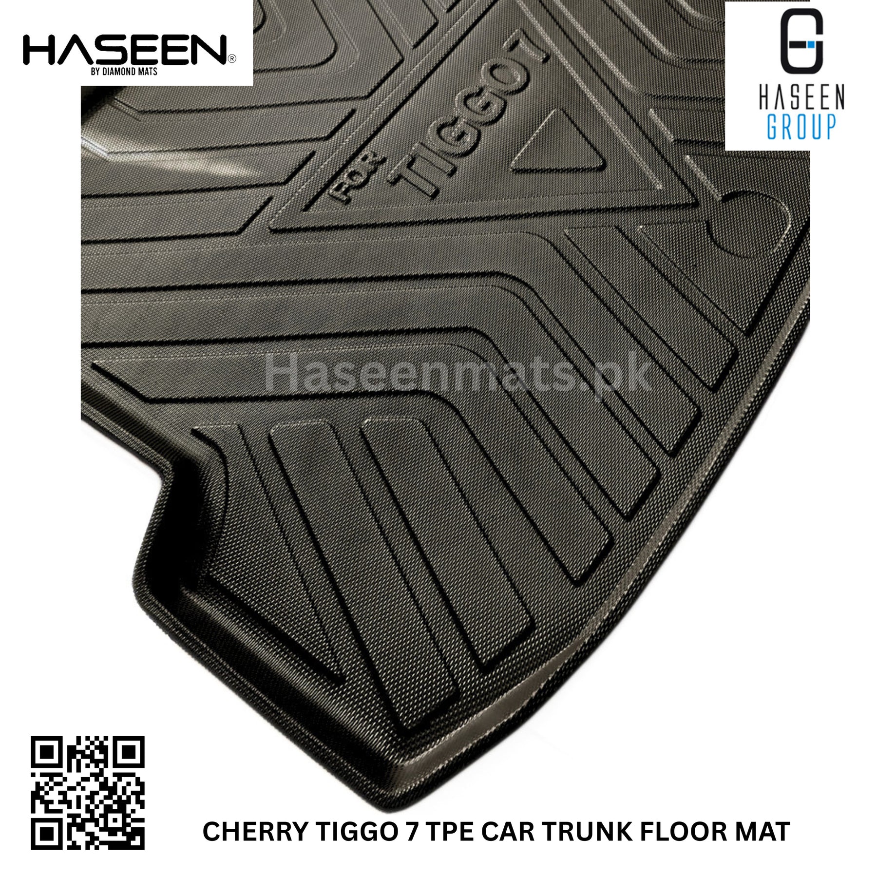 Haseen Chery Tiggo 7 trunk mat raised edges, waterproof