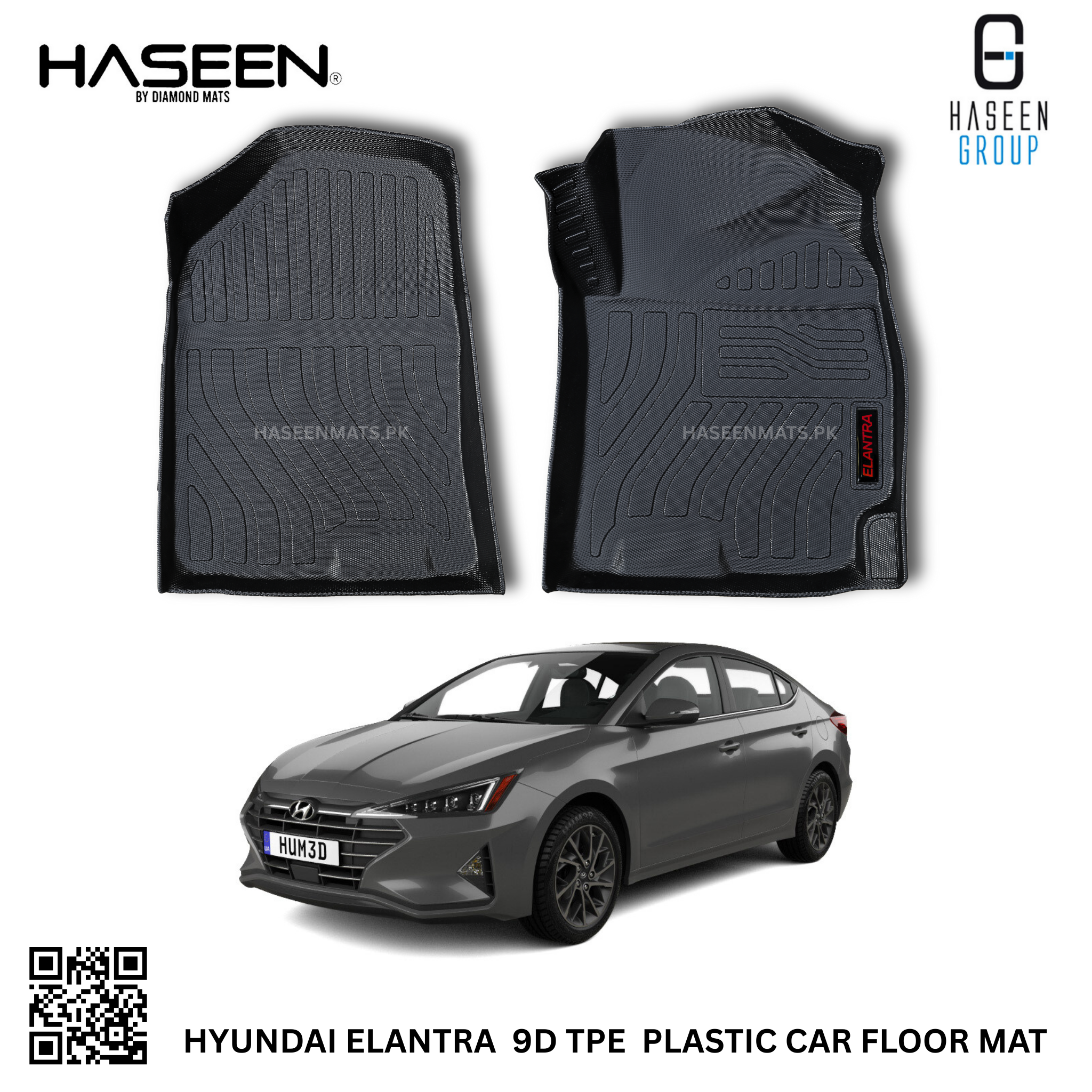 Haseen Hyundai Elantra 9D TPE floor liner 2021-2024