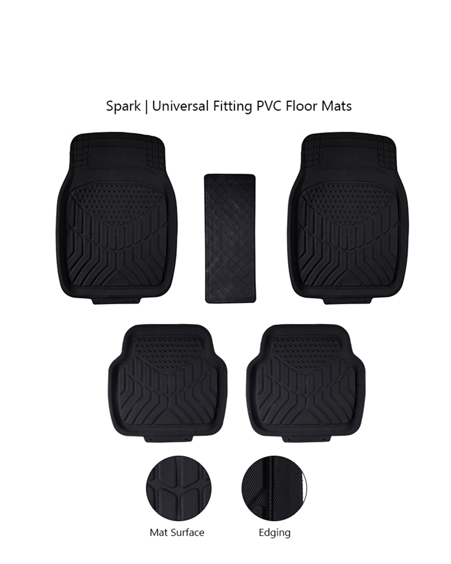 Haseen Universal 903 PVC Diamond car floor mats black full set – fits almost all cars | Haseen