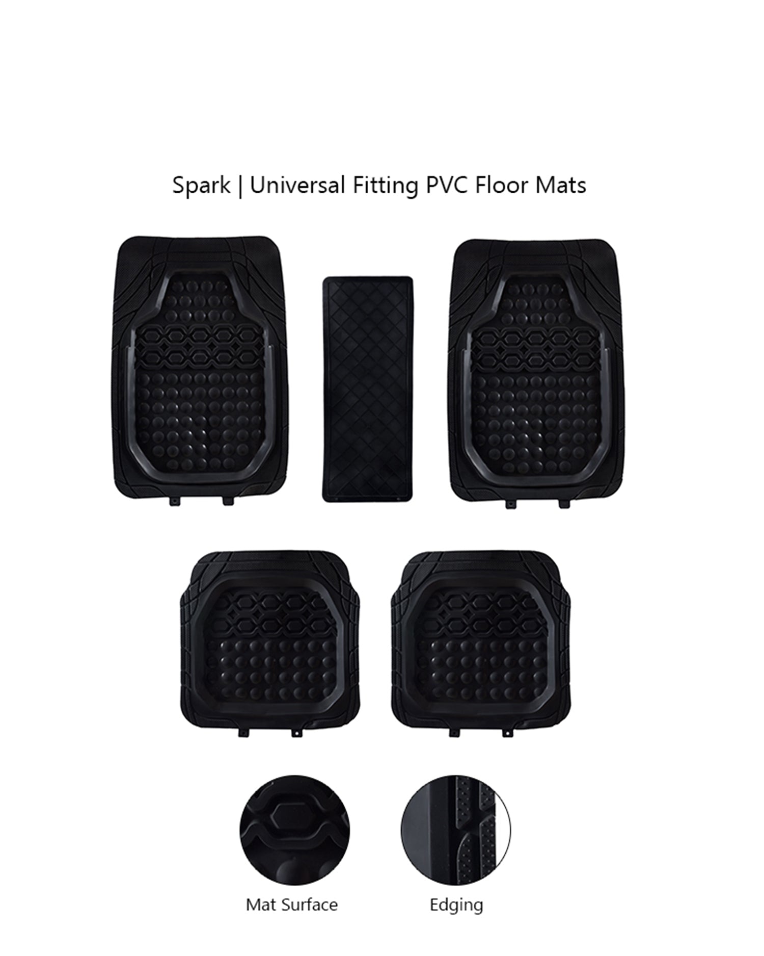 Haseen Universal 999 PVC Diamond car floor mats black full set – fits almost all cars | Haseen