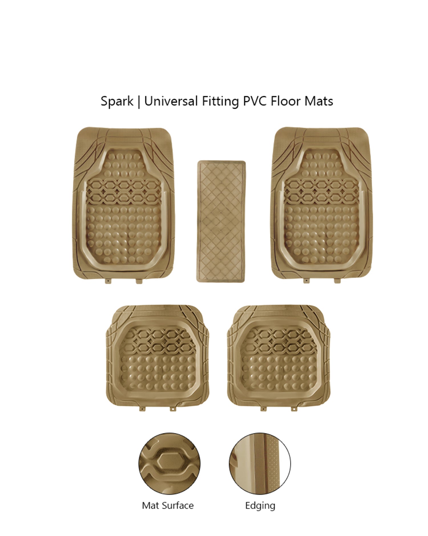 Haseen Universal 999 PVC Diamond car floor mats beige full set – fits almost all cars | Haseen