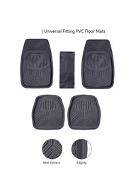 Haseen Universal 077 PVC Diamond car floor mats grey full set – fits almost all cars | Haseen