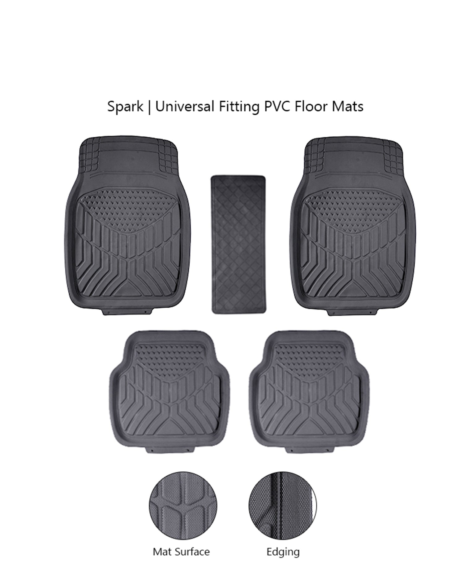 Haseen Universal 903 PVC Diamond car floor mats grey full set – fits almost all cars | Haseen