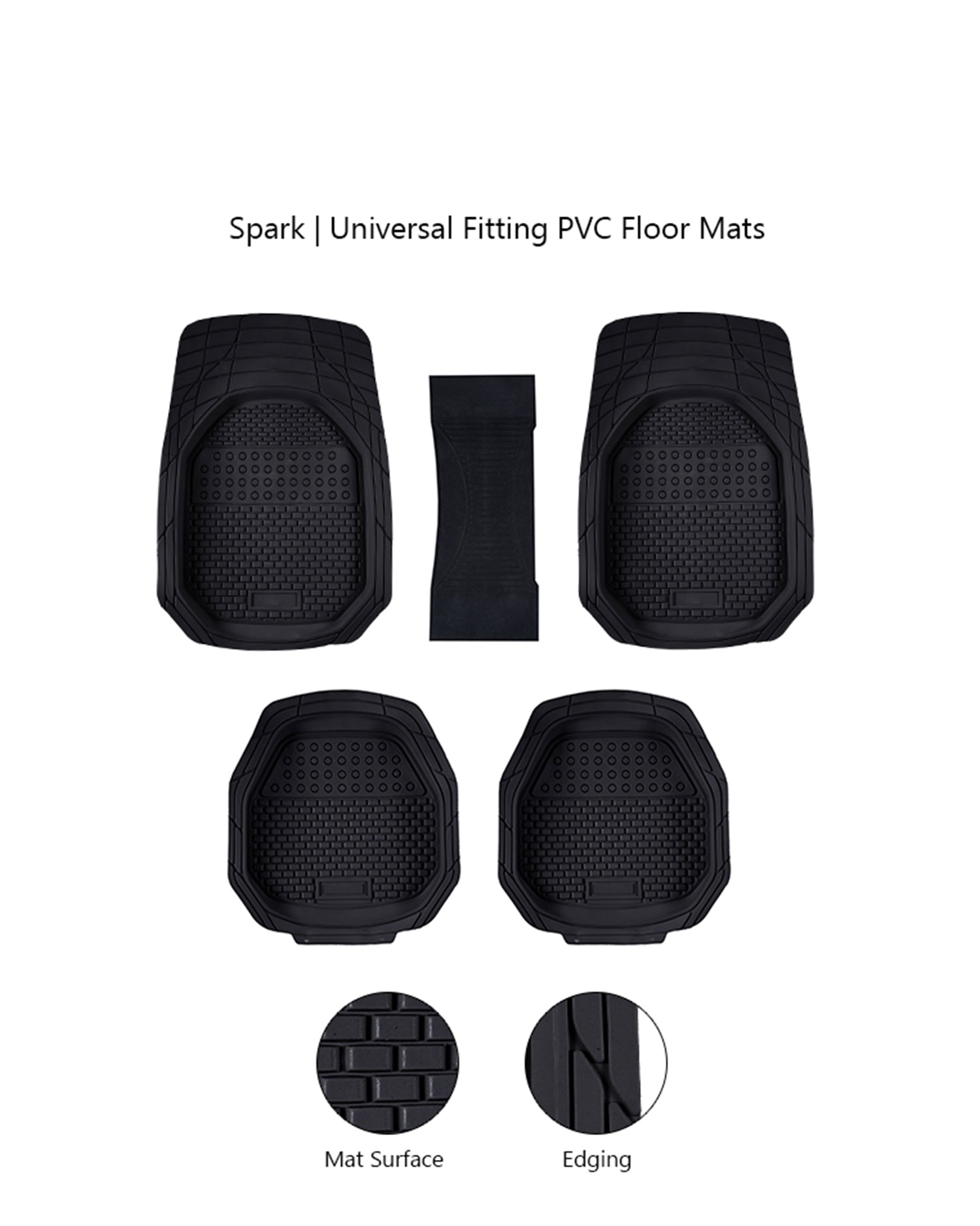 Haseen Universal 901 PVC Diamond car floor mats black full set – fits almost all cars | Haseen