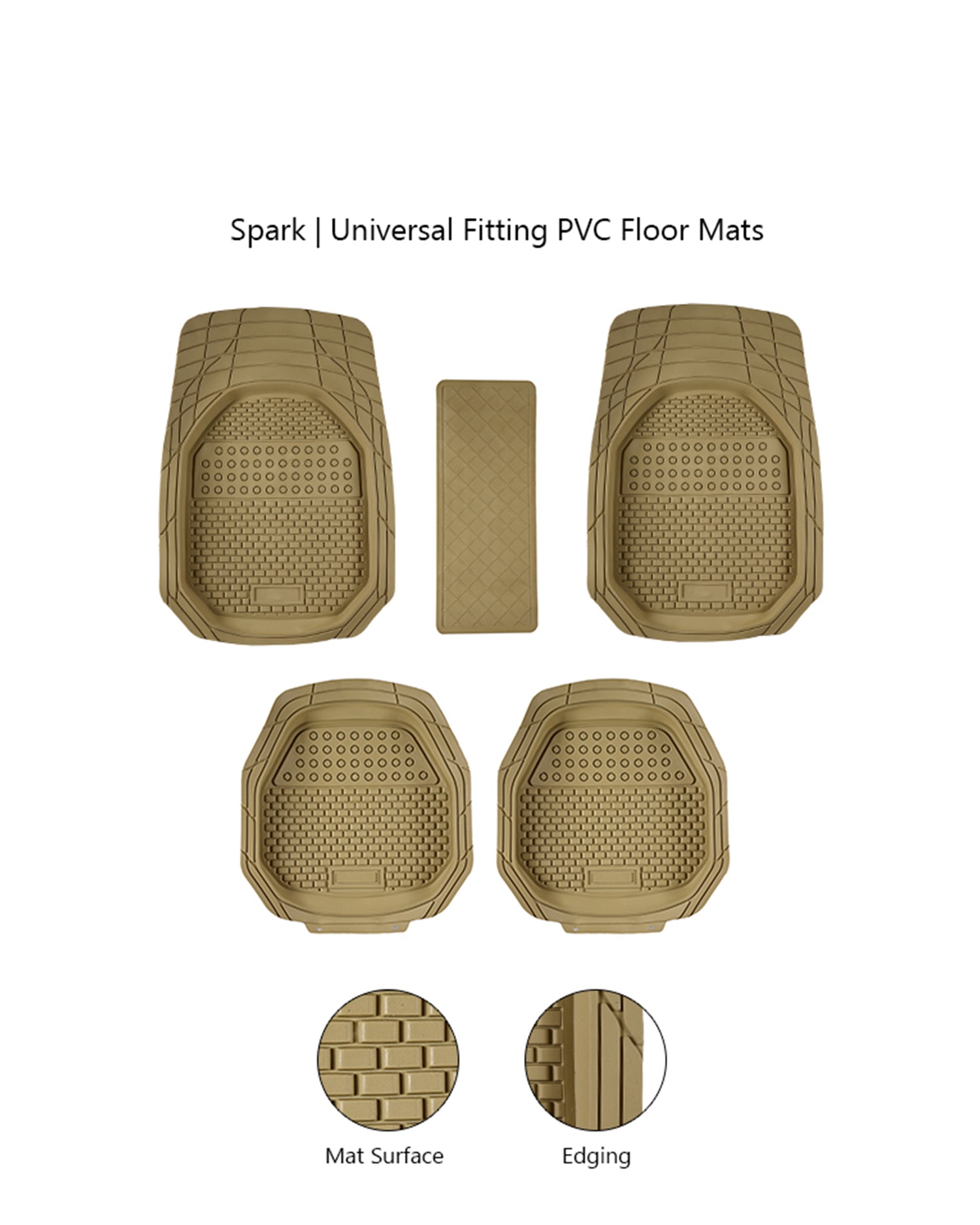 Haseen Universal 901 PVC Diamond car floor mats beige full set – fits almost all cars | Haseen