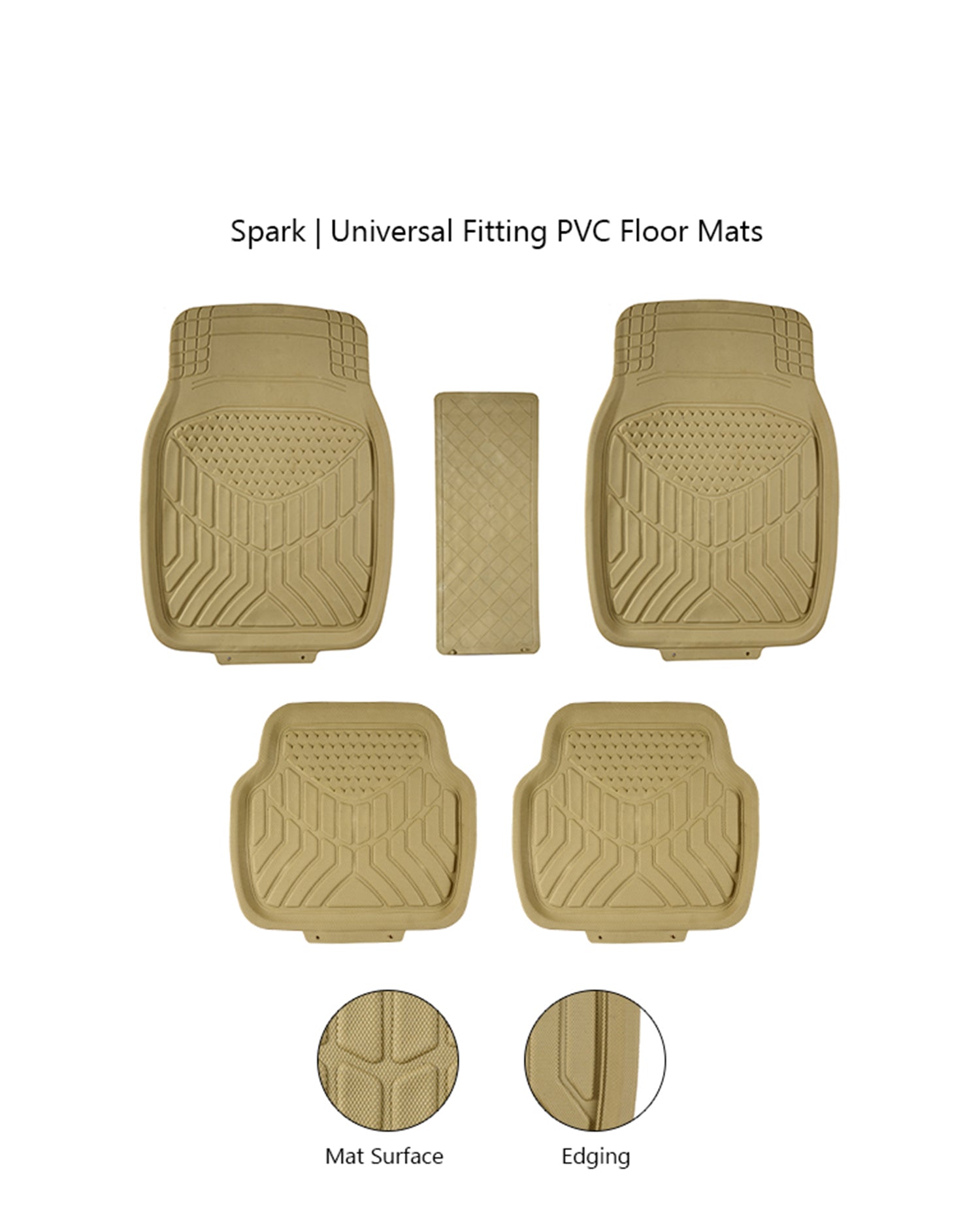 Haseen Universal 903 PVC Diamond car floor mats beige full set – fits almost all cars | Haseen