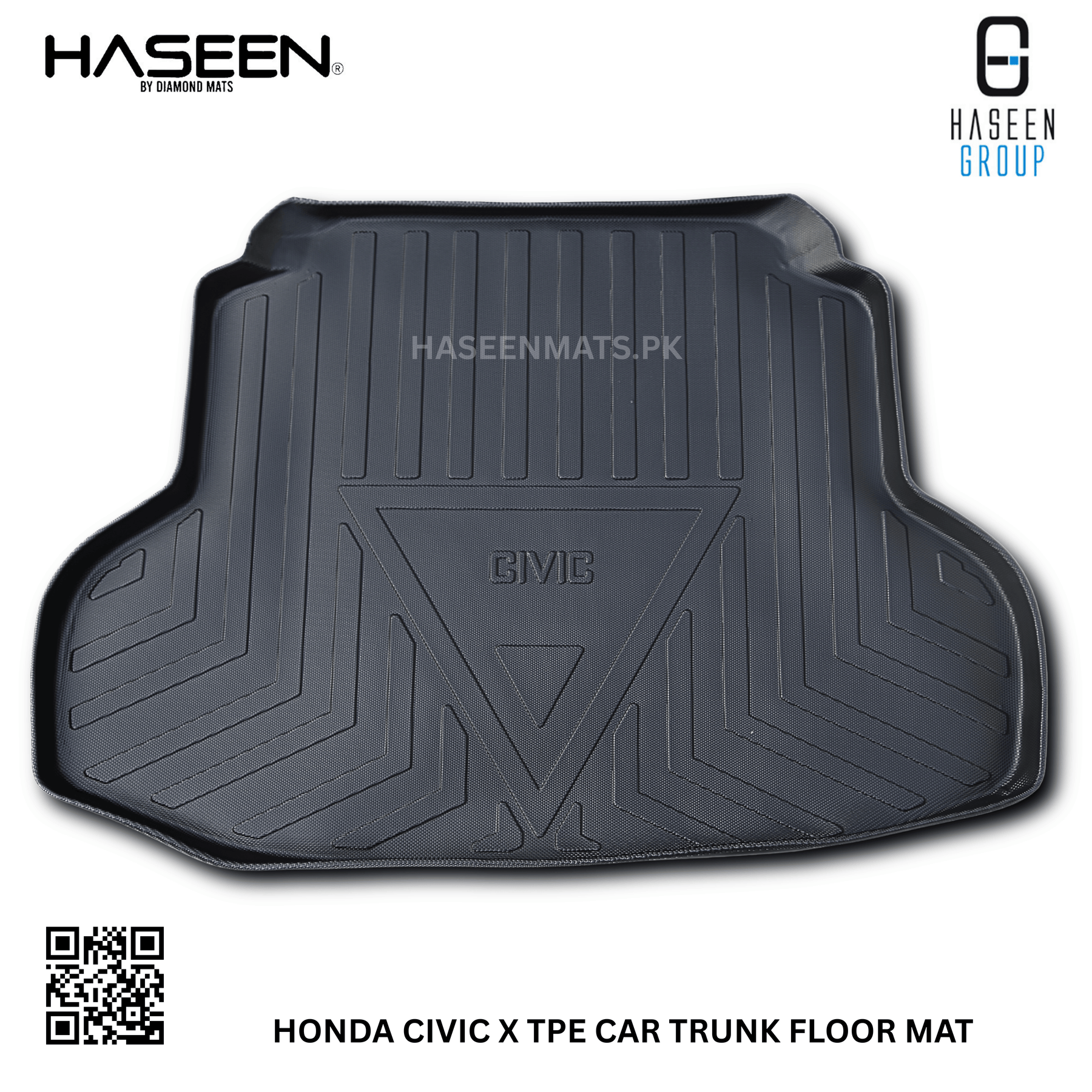 Haseen Honda Civic X trunk mat raised edges, waterproof