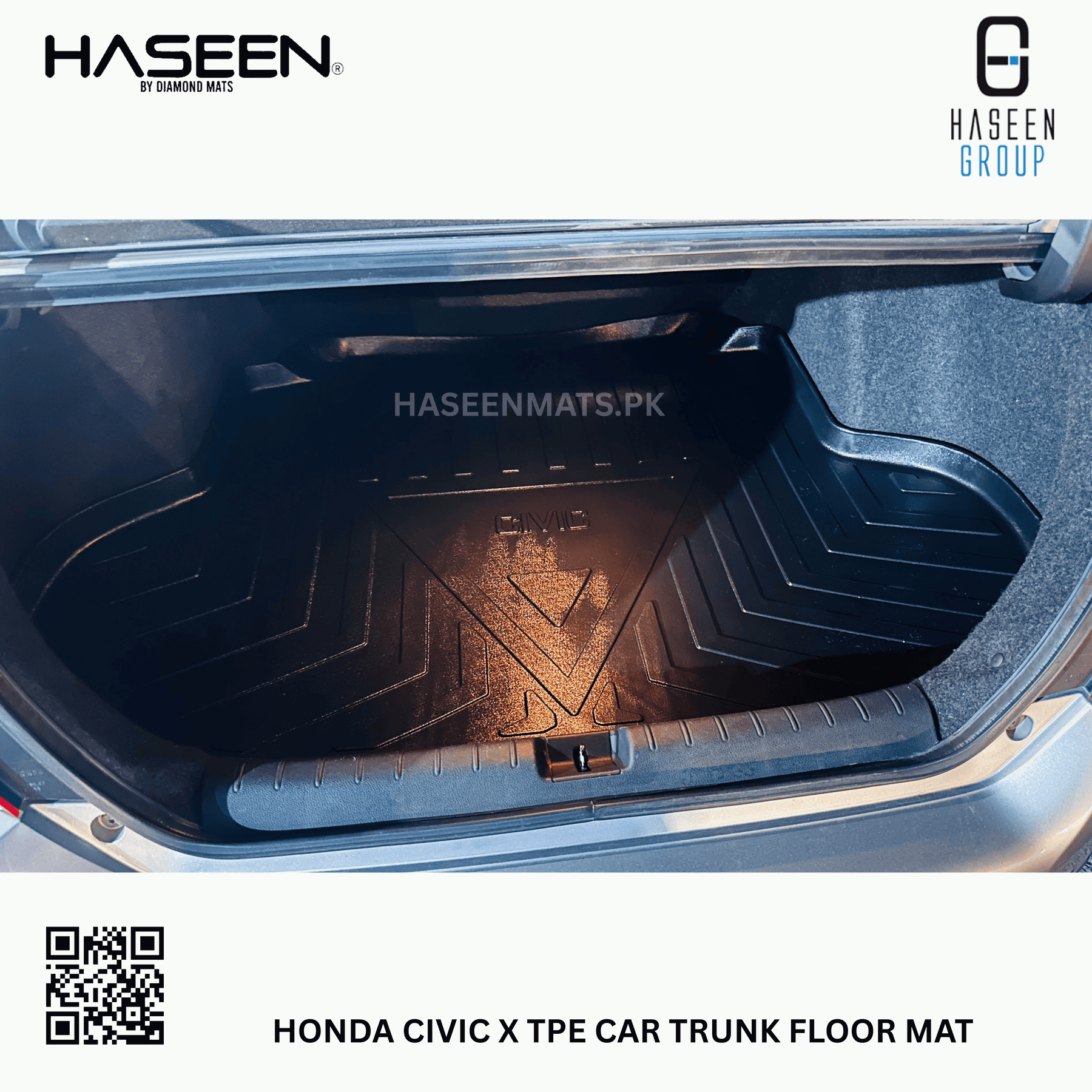 Haseen Honda Civic X trunk tray custom fit in boot