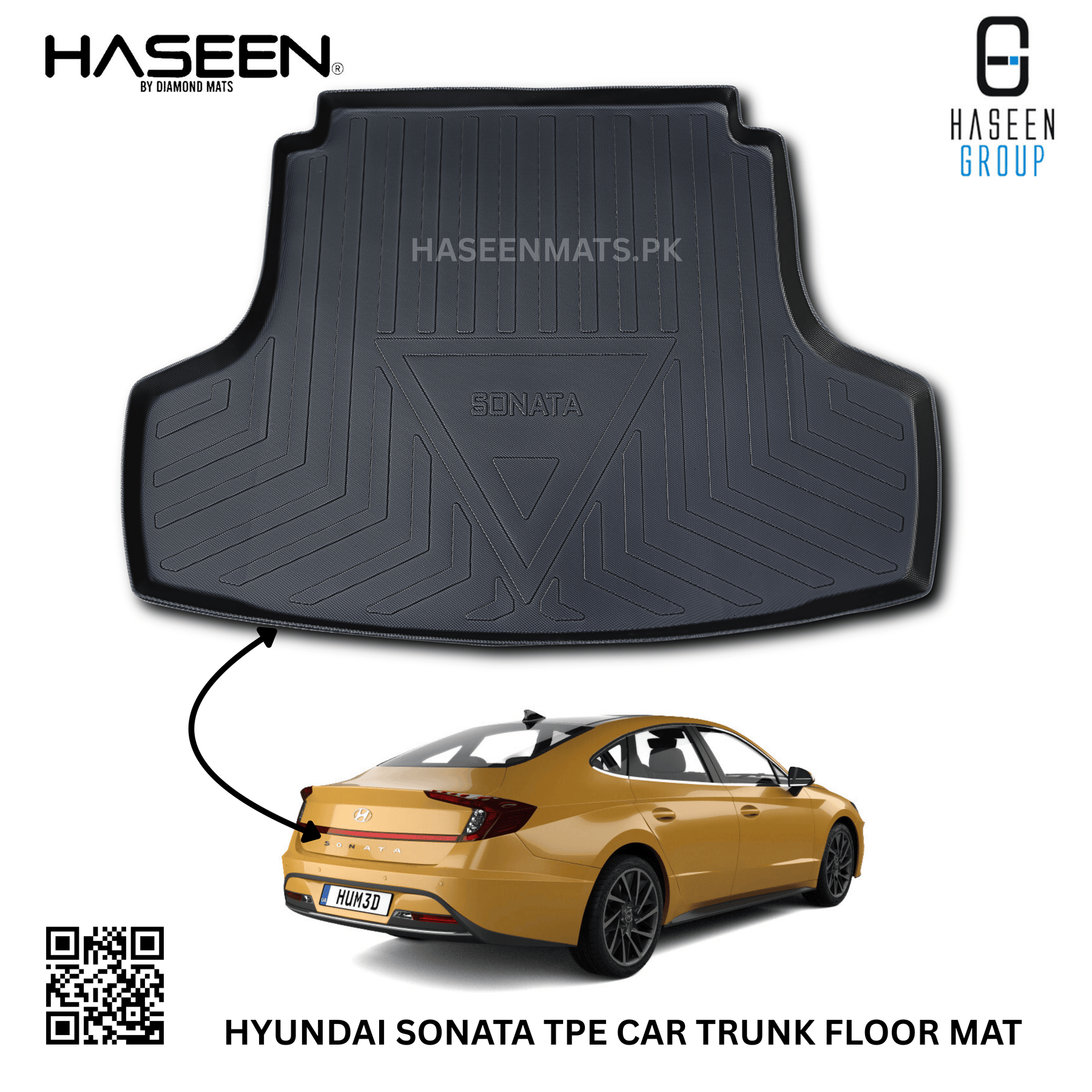 Haseen Hyundai Sonata 9D TPE trunk tray, diggi mat