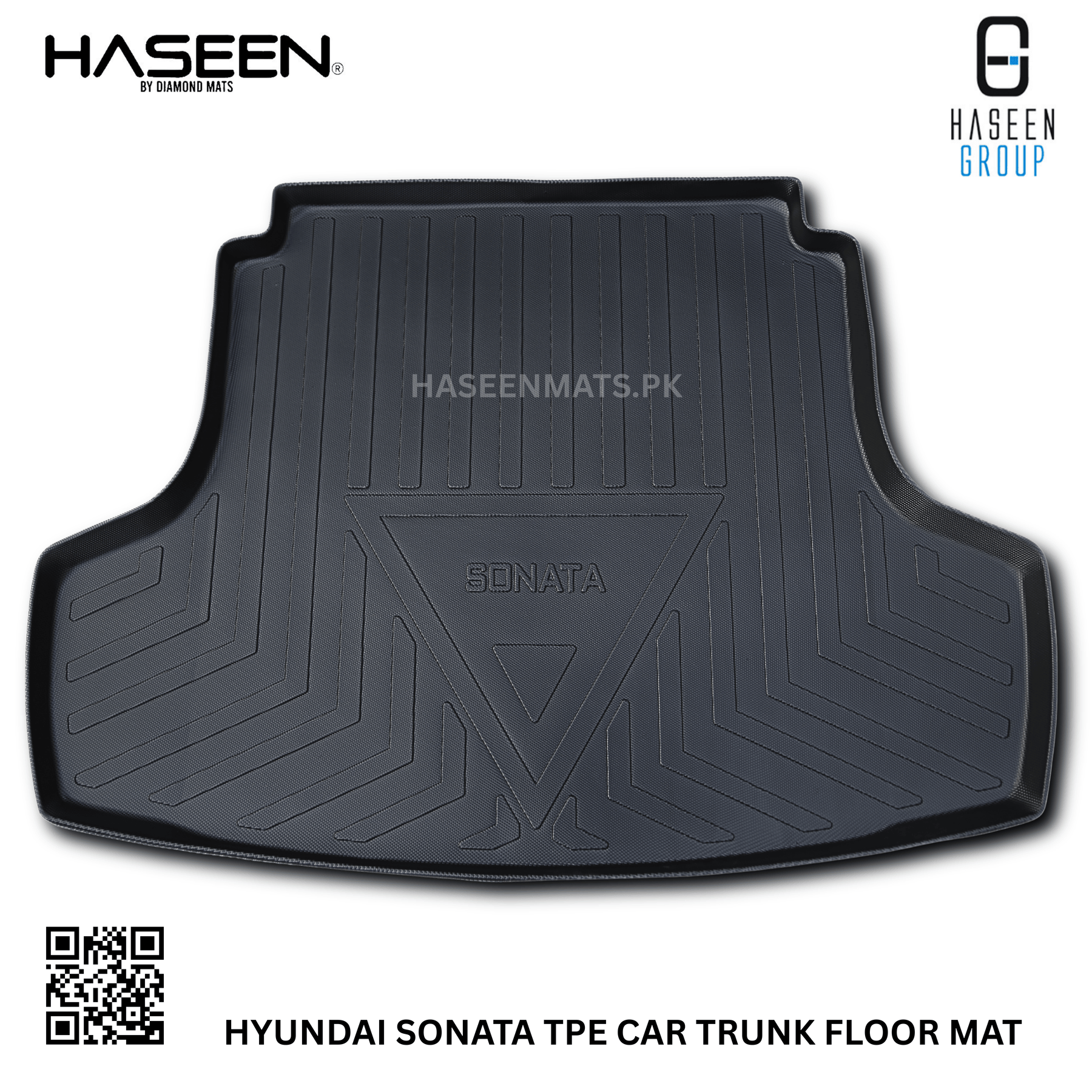 Haseen Hyundai Sonata TPE trunk mat, full boot coverage