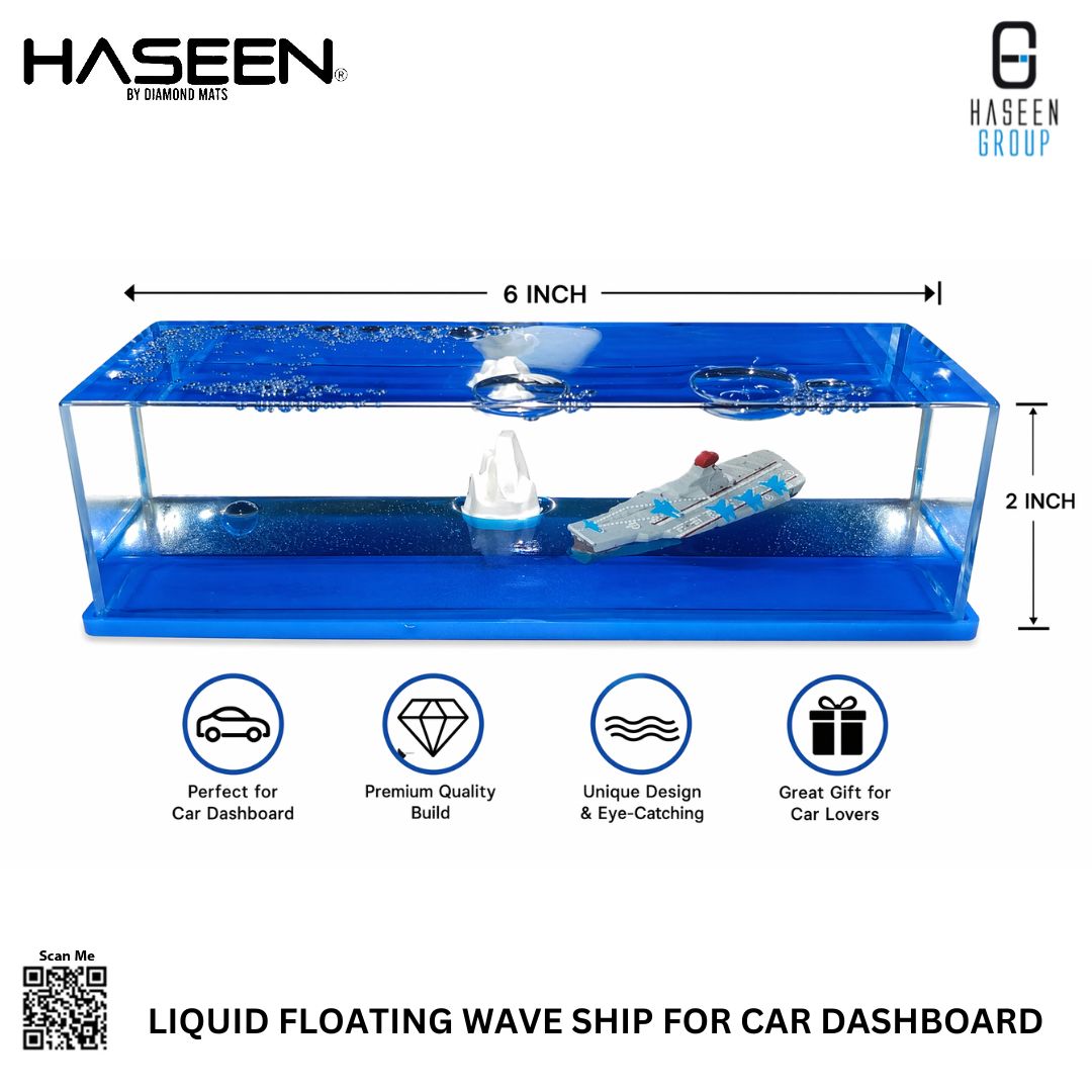 Haseen liquid wave ship car dashboard ornament, 6 x 2 inch with non-slip base