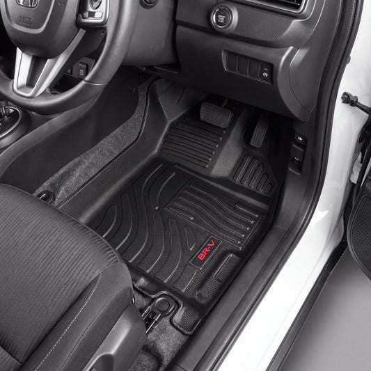 Haseen Honda BR-V 9D TPE car floor mats installed – black custom fit waterproof mats, Pakistan