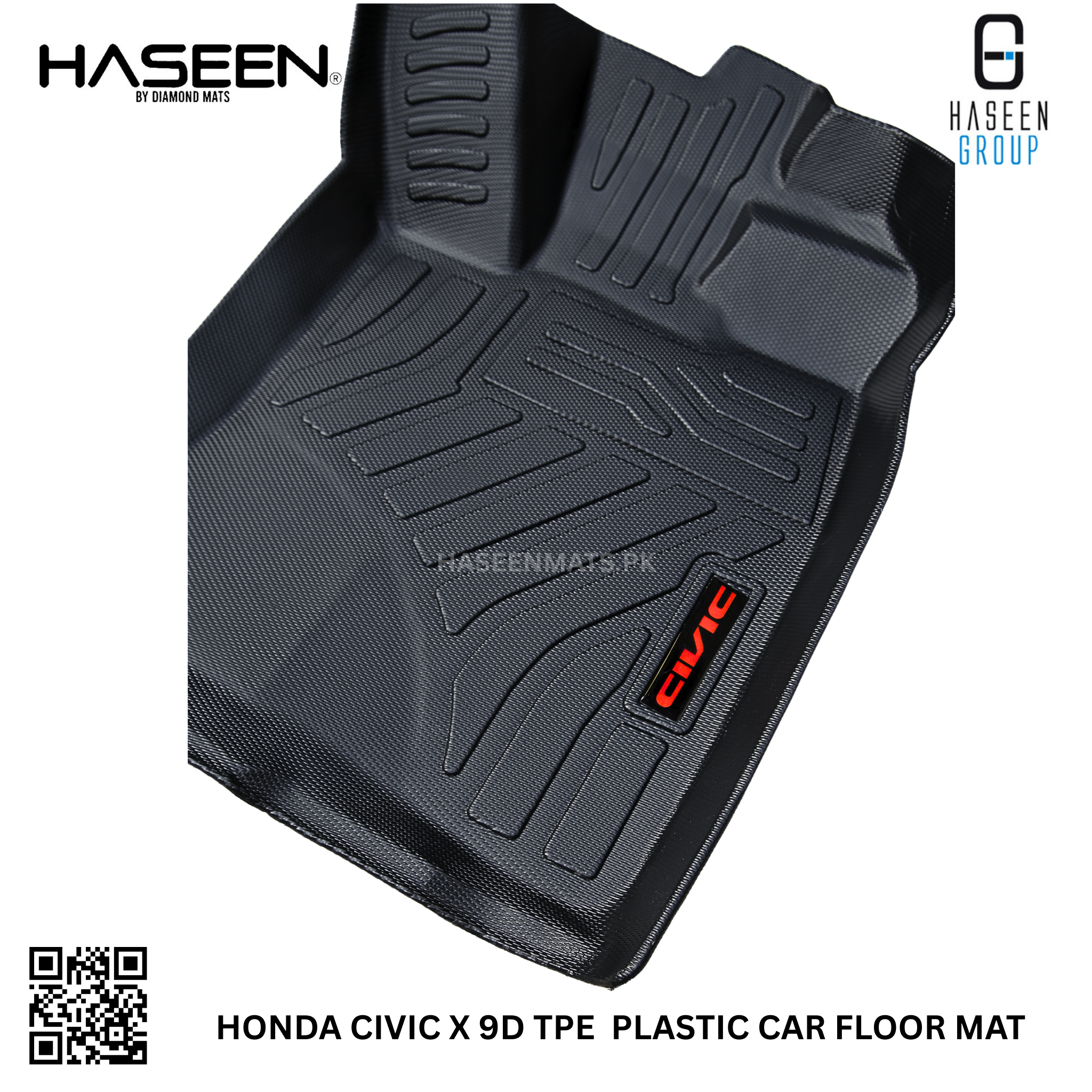 Premium 9D TPE Honda Civic X floor mat set – complete interior coverage