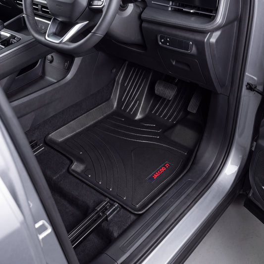 Haseen Jaecoo J7 9D TPE car floor mats installed – black ribbed custom fit mats, Pakistan