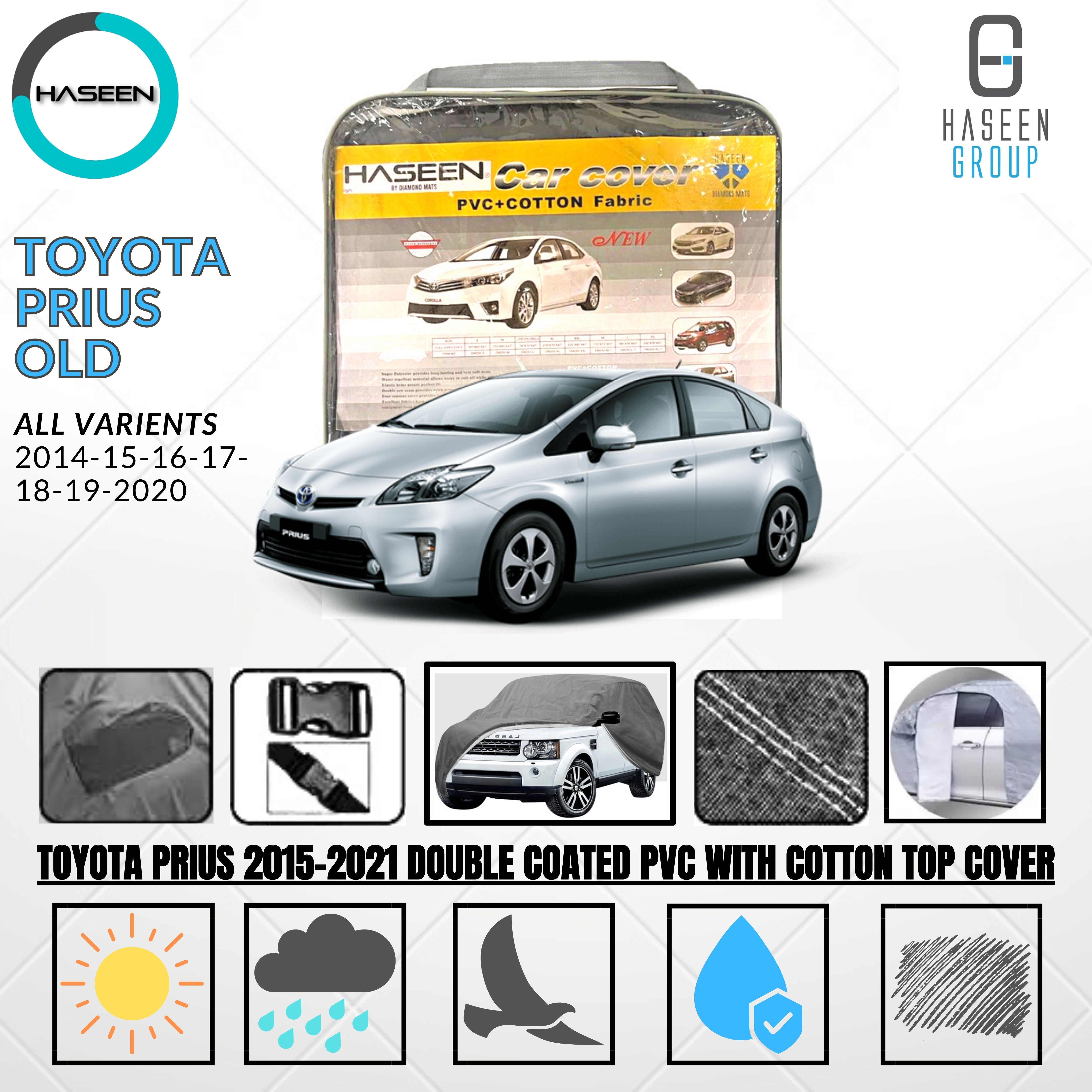 Haseen Spark Toyota Prius car top cover, grey PVC waterproof