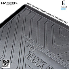 Close-up of anti-slip textured surface and raised edges on Tank 500 PHEV trunk mat