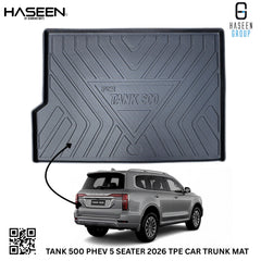 Tank 500 PHEV 5 Seater trunk mat top view on white background showing embossed Tank 500 logo