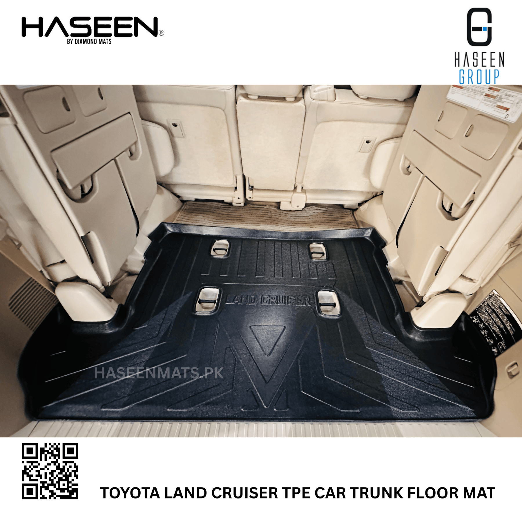 Haseen Toyota Land Cruiser trunk tray full coverage, top view