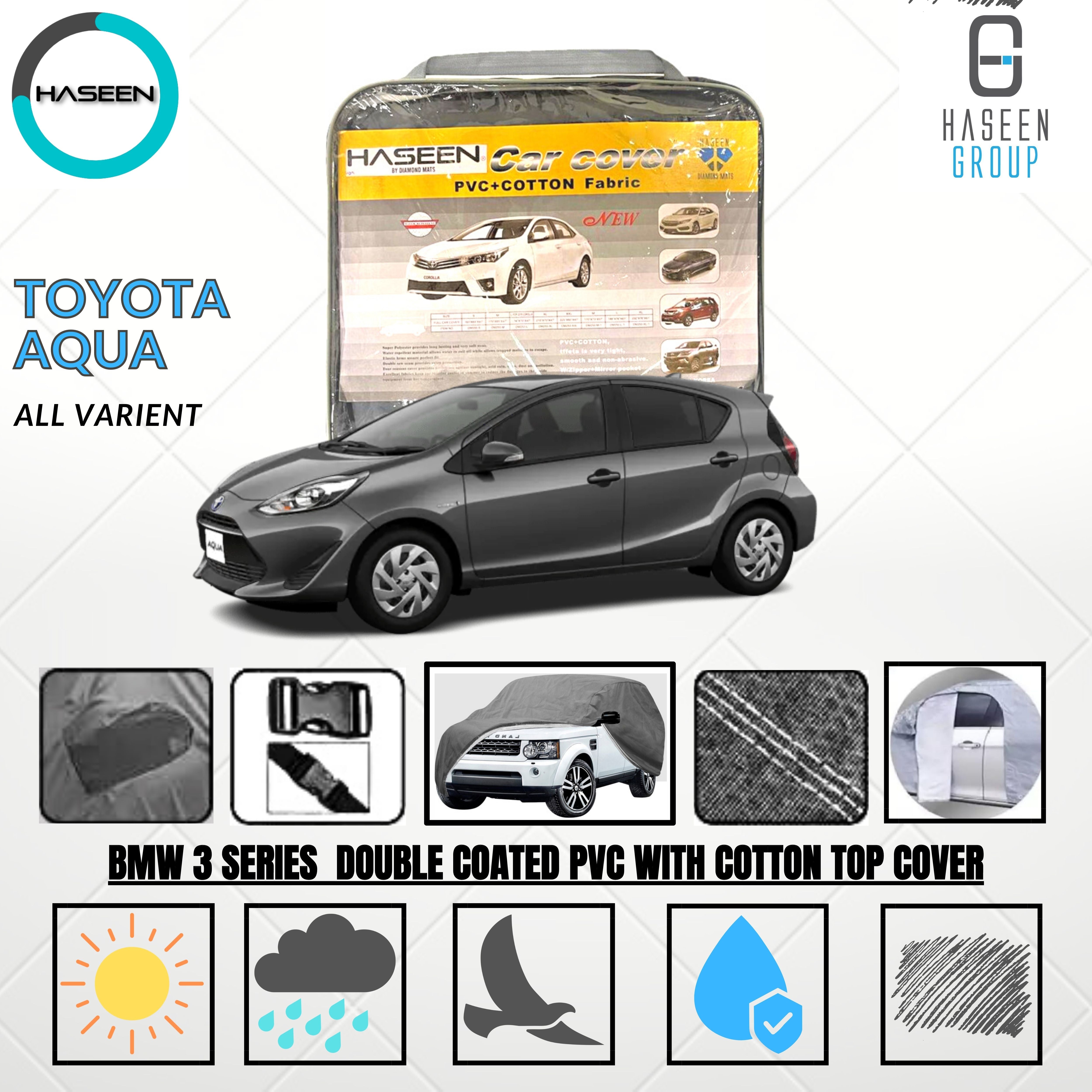 Haseen Spark Toyota Aqua car top cover, grey PVC waterproof