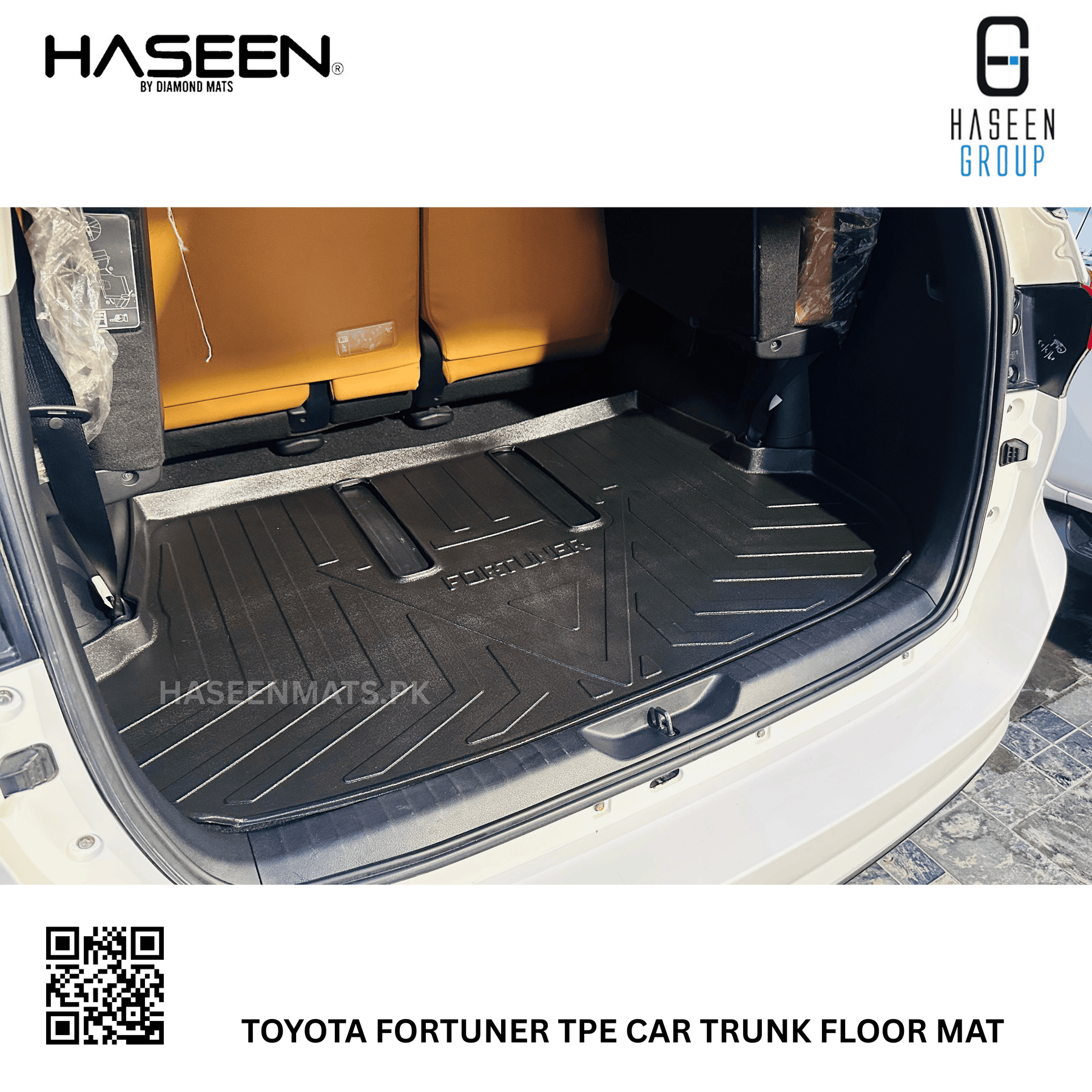 Haseen Toyota Fortuner trunk tray full coverage, top view