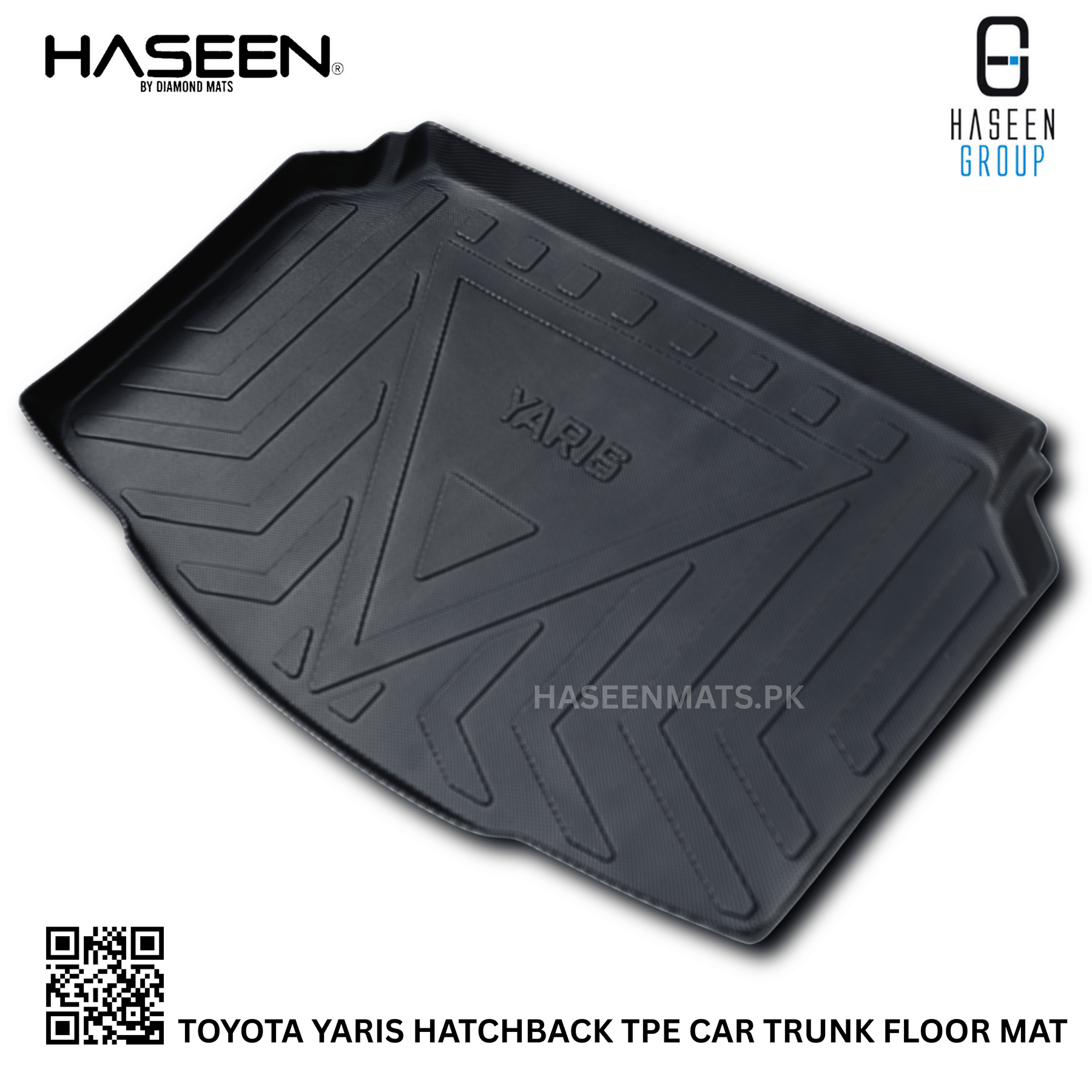 Haseen Toyota Yaris Hatchback boot liner, custom-fit raised edges