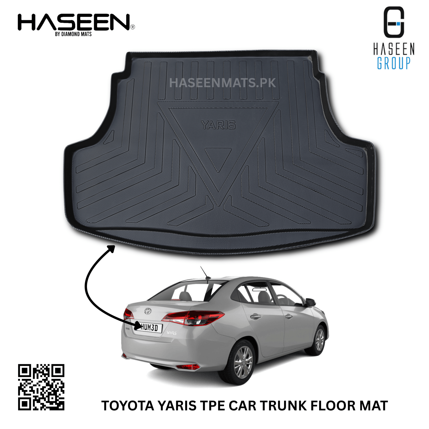 Haseen Toyota Yaris 9D TPE boot liner trunk mat
