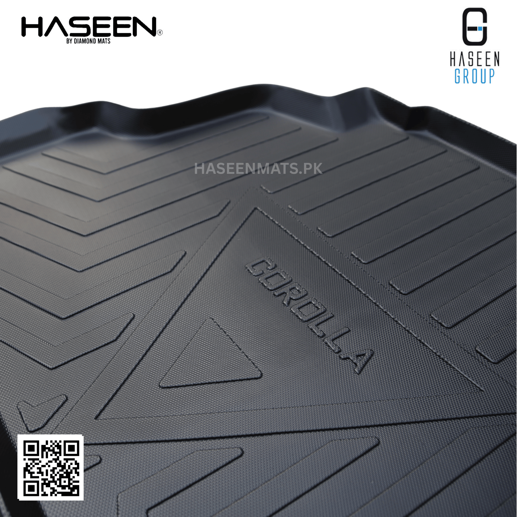 Haseen Toyota Corolla trunk mat installed in boot