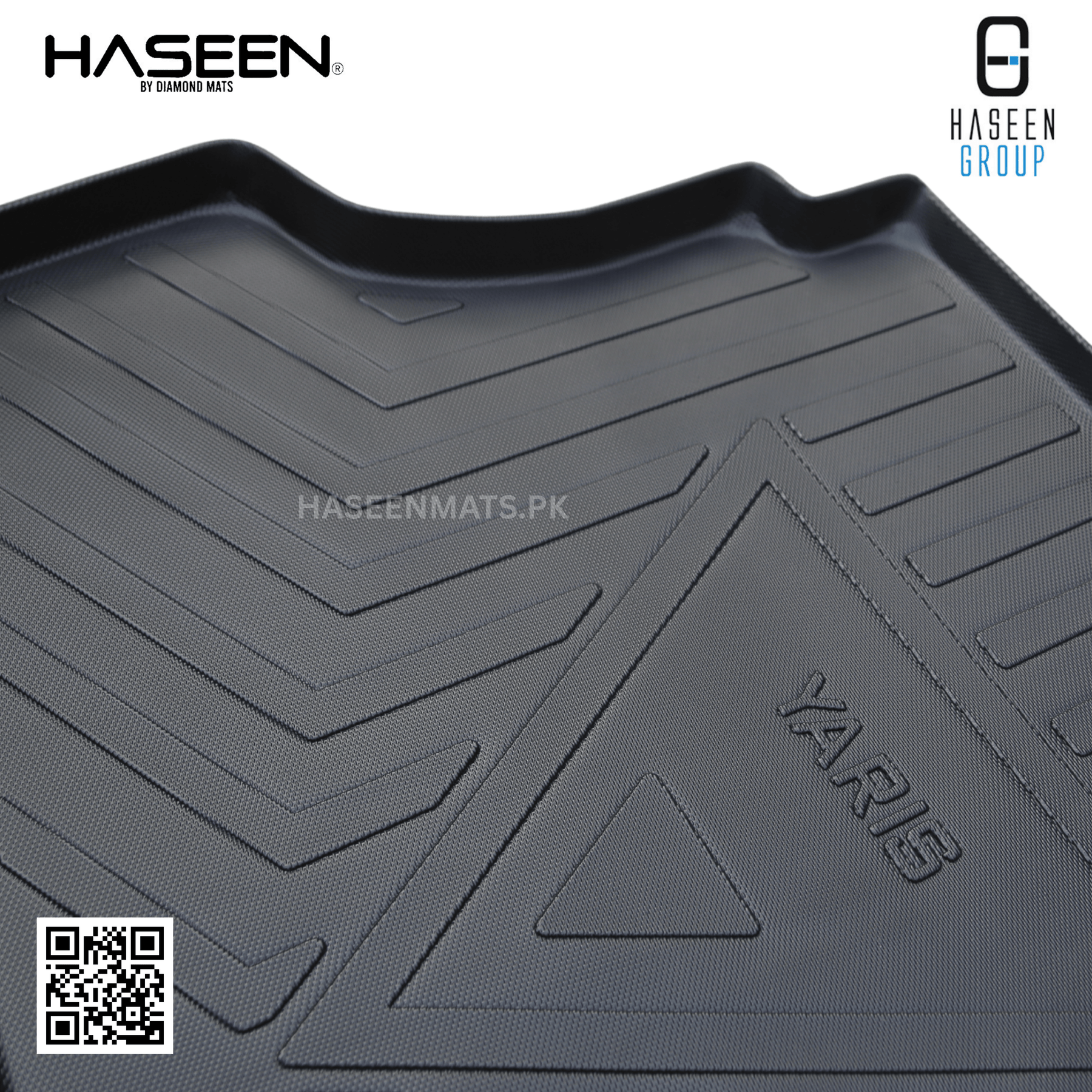 Haseen Toyota Yaris boot liner raised-edge detail