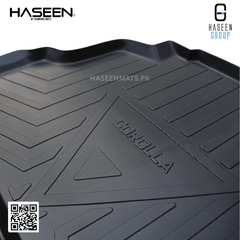 Haseen Toyota Corolla trunk mat installed in boot