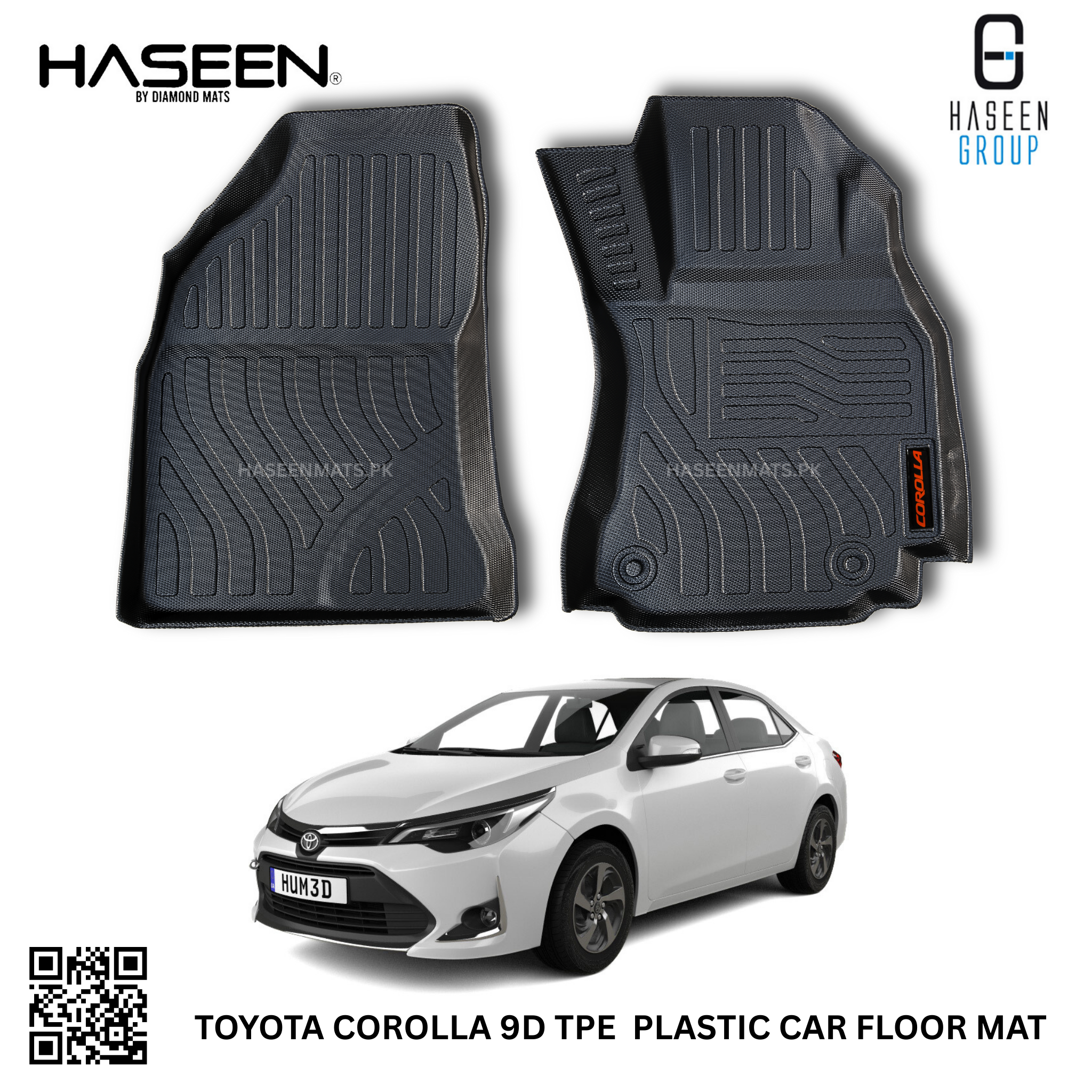 Toyota Corolla 2014-2025 luxury 9D TPE plastic floor mats – premium all-weather car interior protection