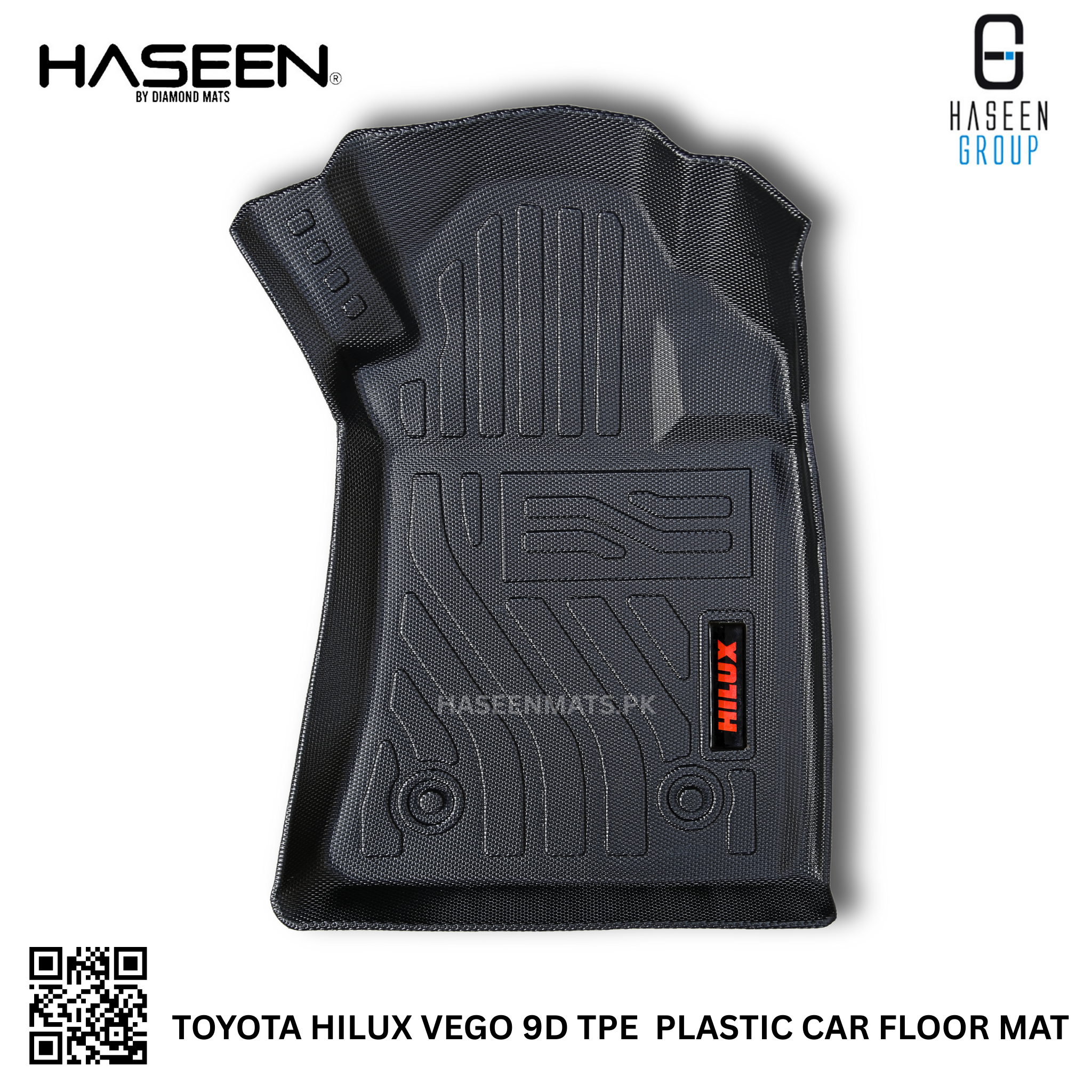 Toyota Hilux  luxury 9D TPE waterproof floor mats, custom-fit for all variants.