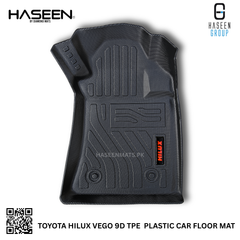 Toyota Hilux  luxury 9D TPE waterproof floor mats, custom-fit for all variants.