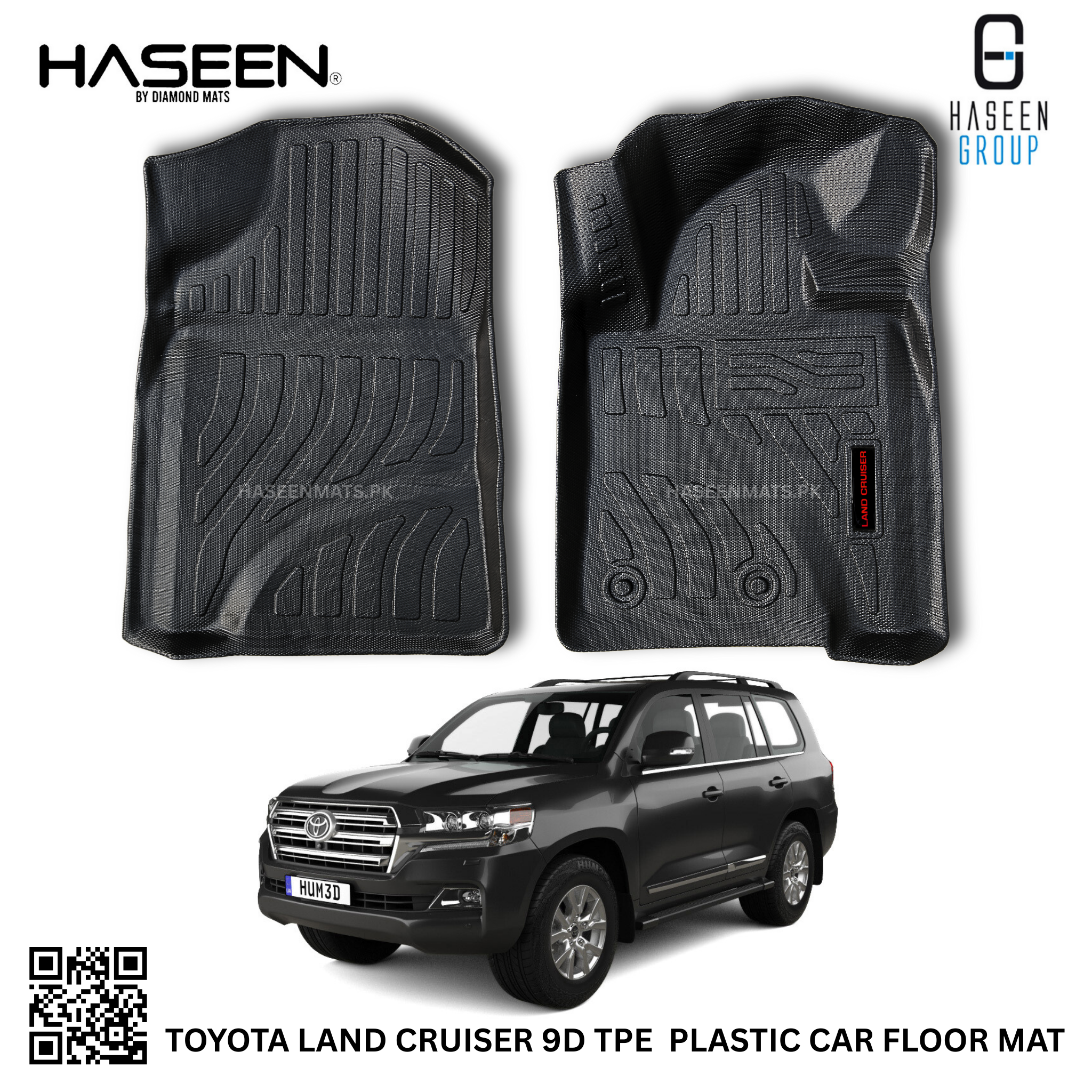 Premium Toyota Land Cruiser FJ200 9D waterproof TPE floor mats, stylish and durable for all variants.
