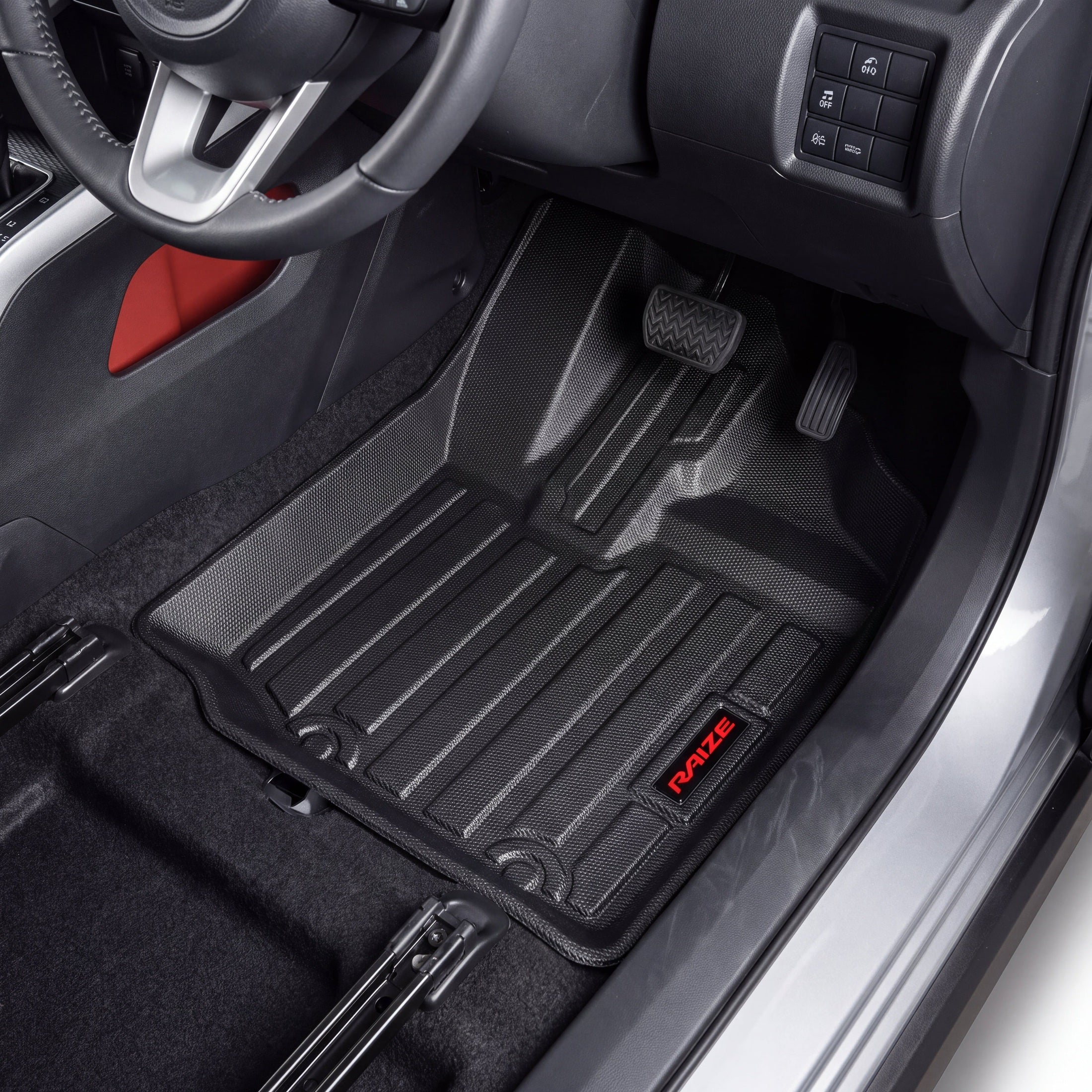 Haseen Toyota Raize 9D TPE car floor mats installed – black heavy duty waterproof mats, Pakistan