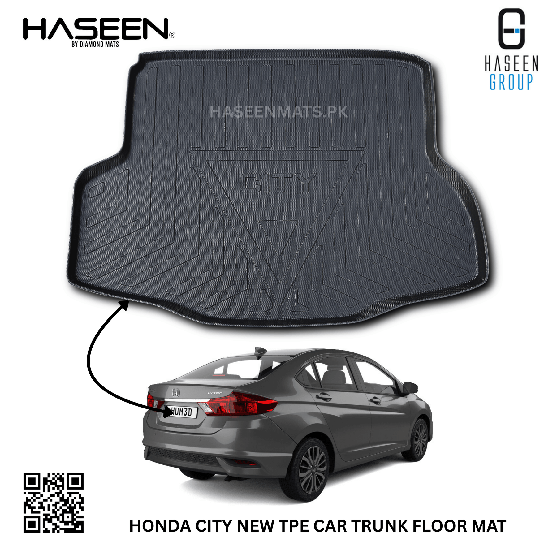 Haseen Honda City 9D TPE trunk tray, diggi mat