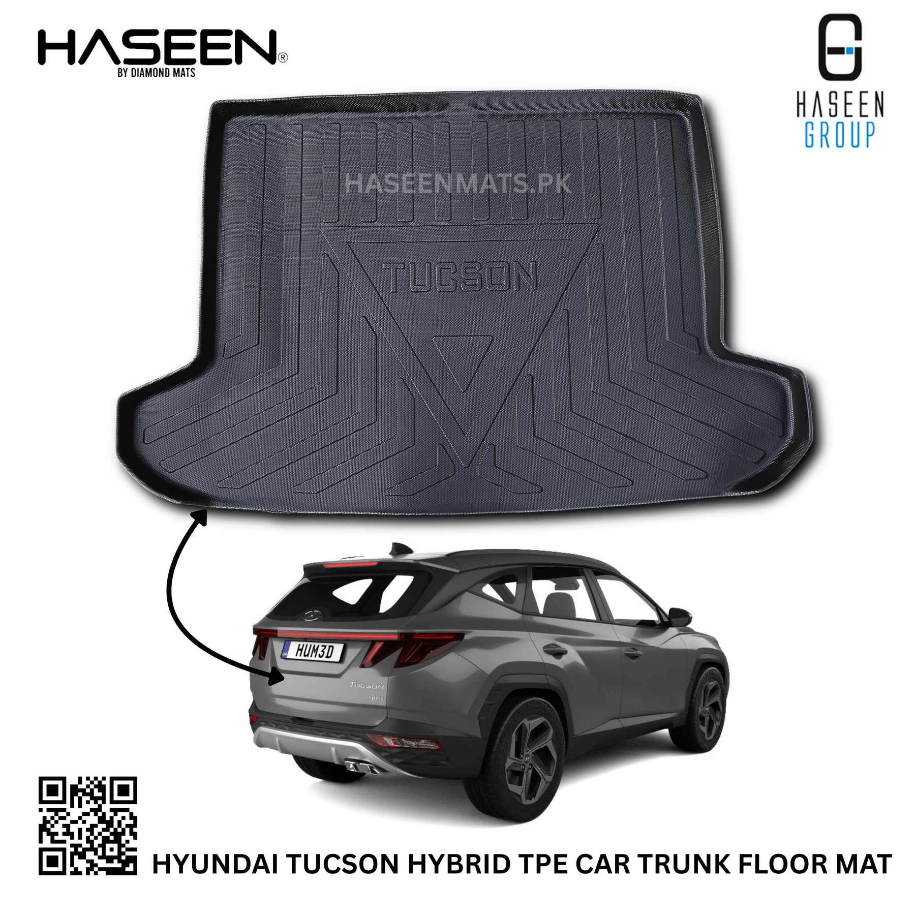 Haseen Hyundai Tucson Hybrid 9D TPE trunk tray 2025